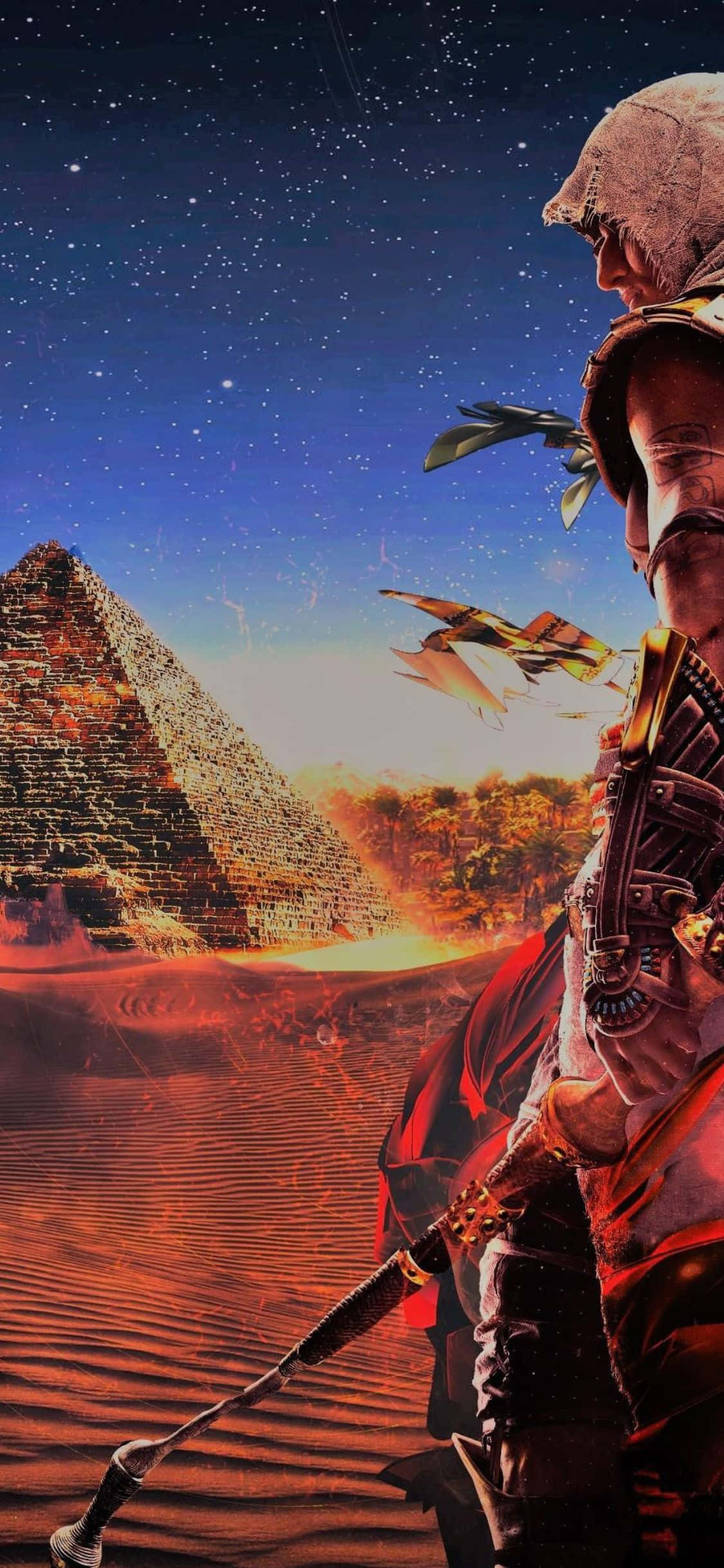 Maak gereed om Assassin's Creed Origins op jou iPhone X te speel Muurpapier