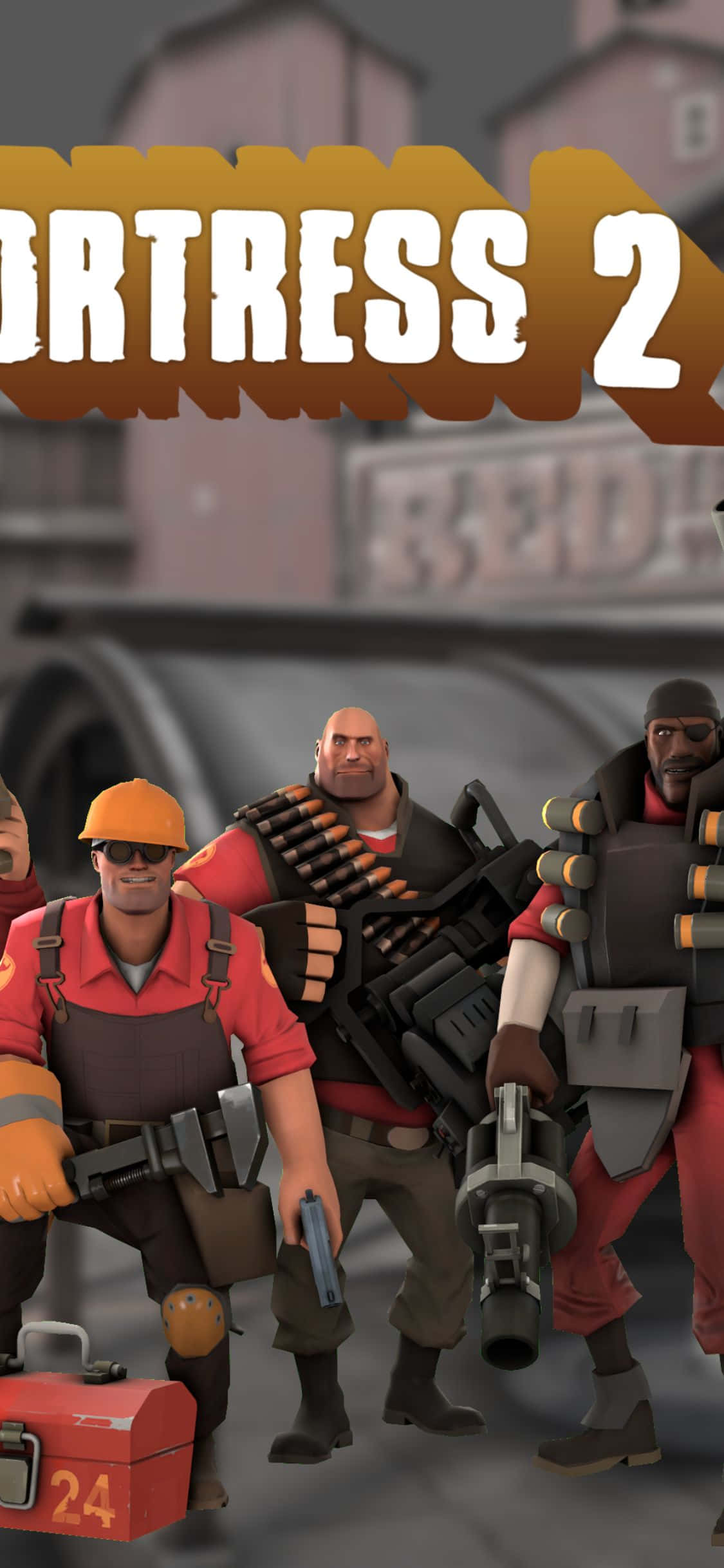Maak Gereed Om By Die Team Fortress 2 Stryd Aan Te Sluit Met iPhone XS Muurpapier