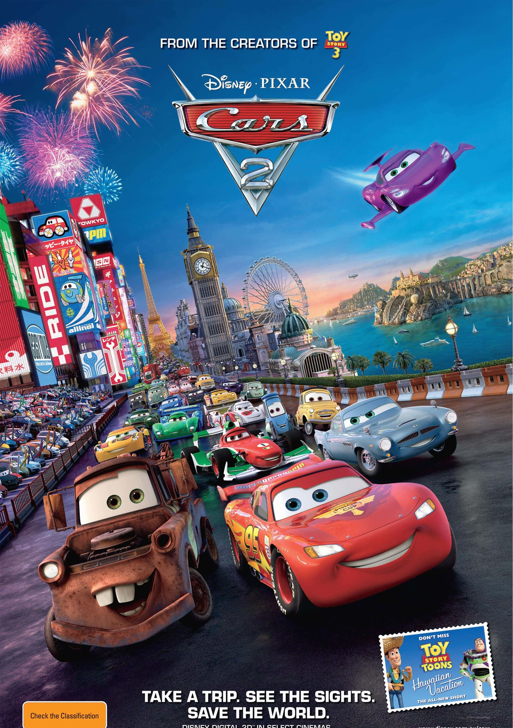 Maak gereed vir die ultieme resiesavontuur in Cars 2! Muurpapier