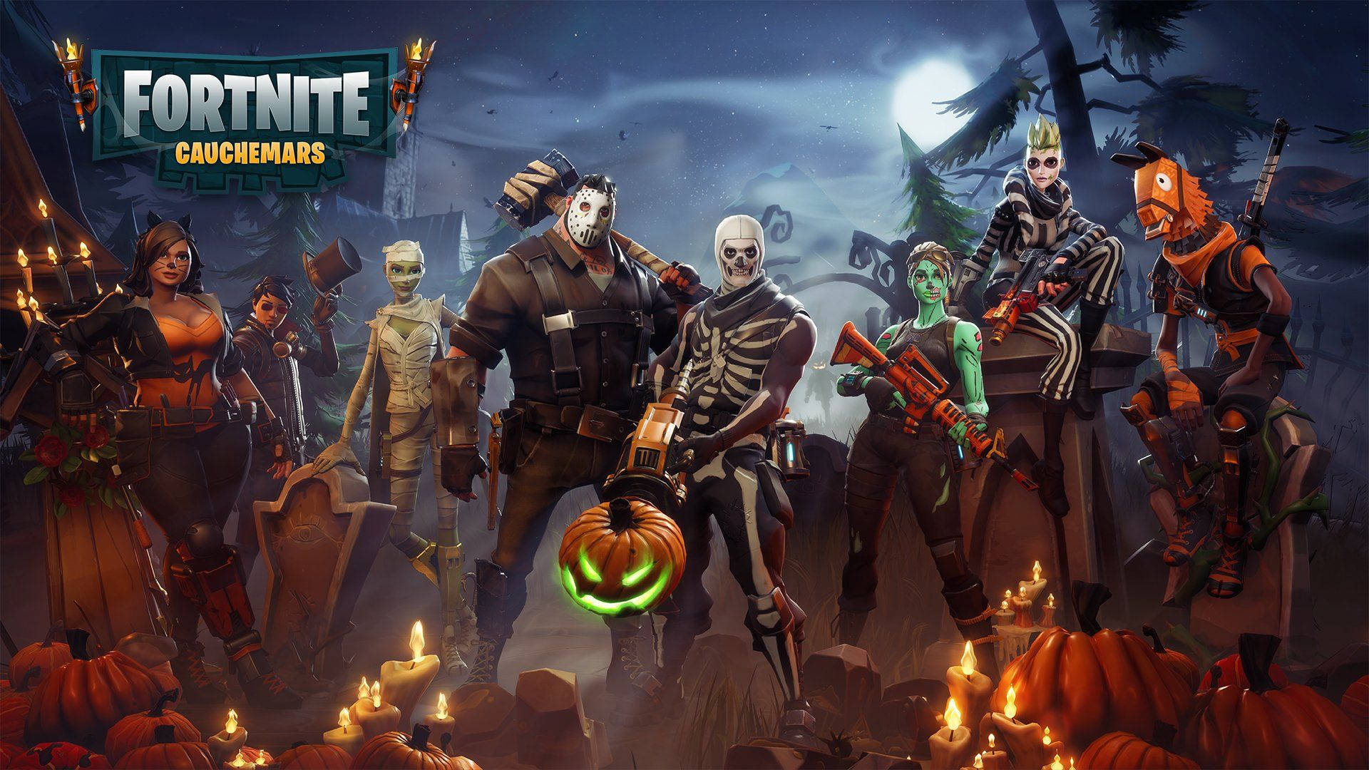 Nuwe Halloween-tema velle op Fortnite HD-agtergrond.