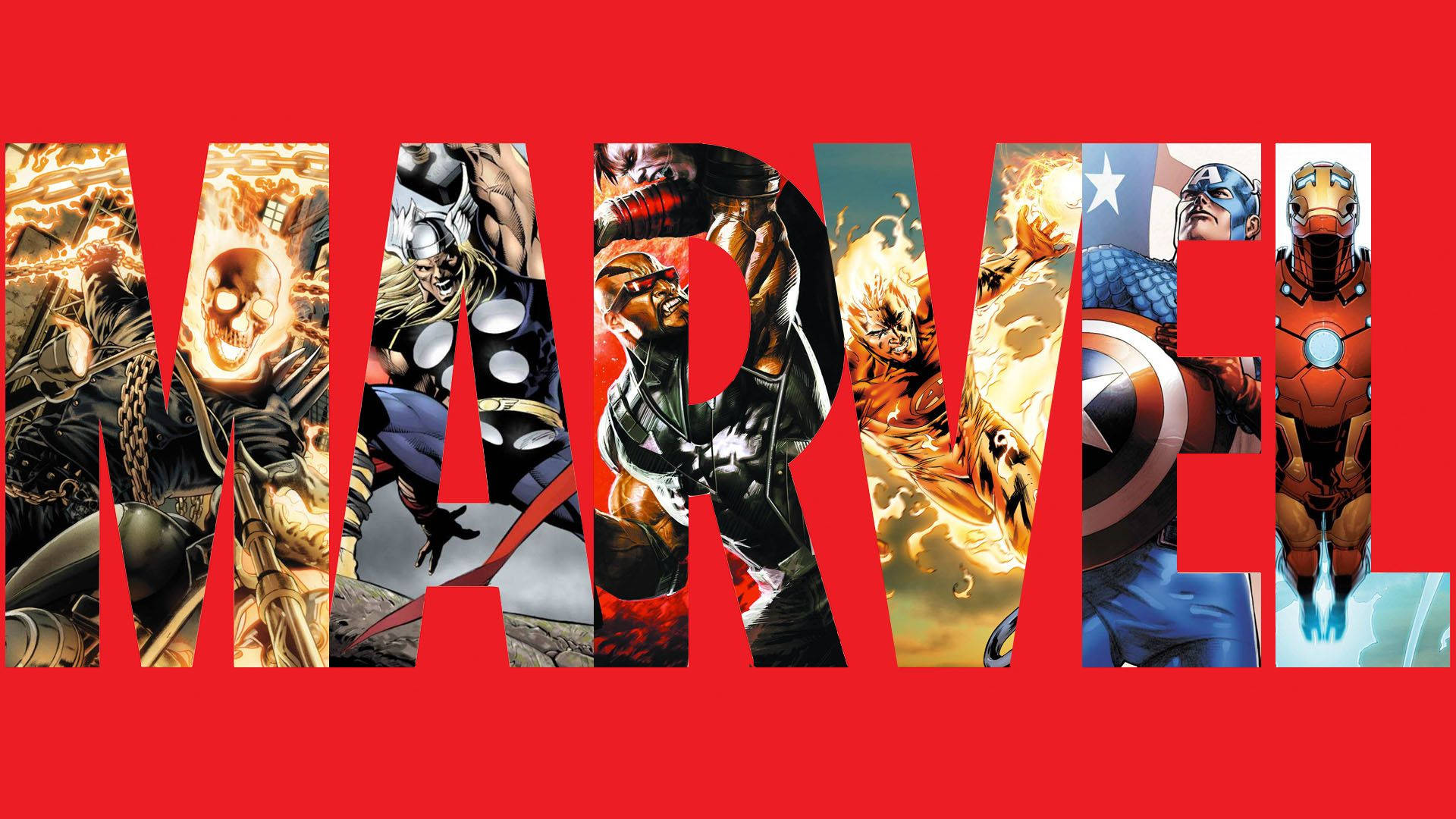 Marvel-strokiesprente met superhelde se weerkaatsing in groot letters.