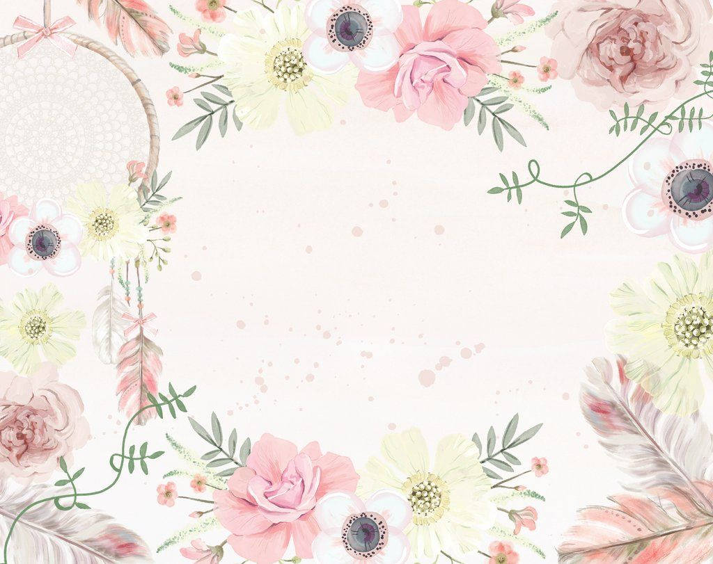 Maak Jou Huis Helder Met Boho Blompatrone Muurpapier
