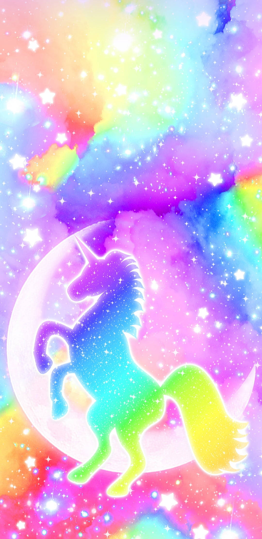 Maan, Glitter, En Eenhorings Muurpapier
