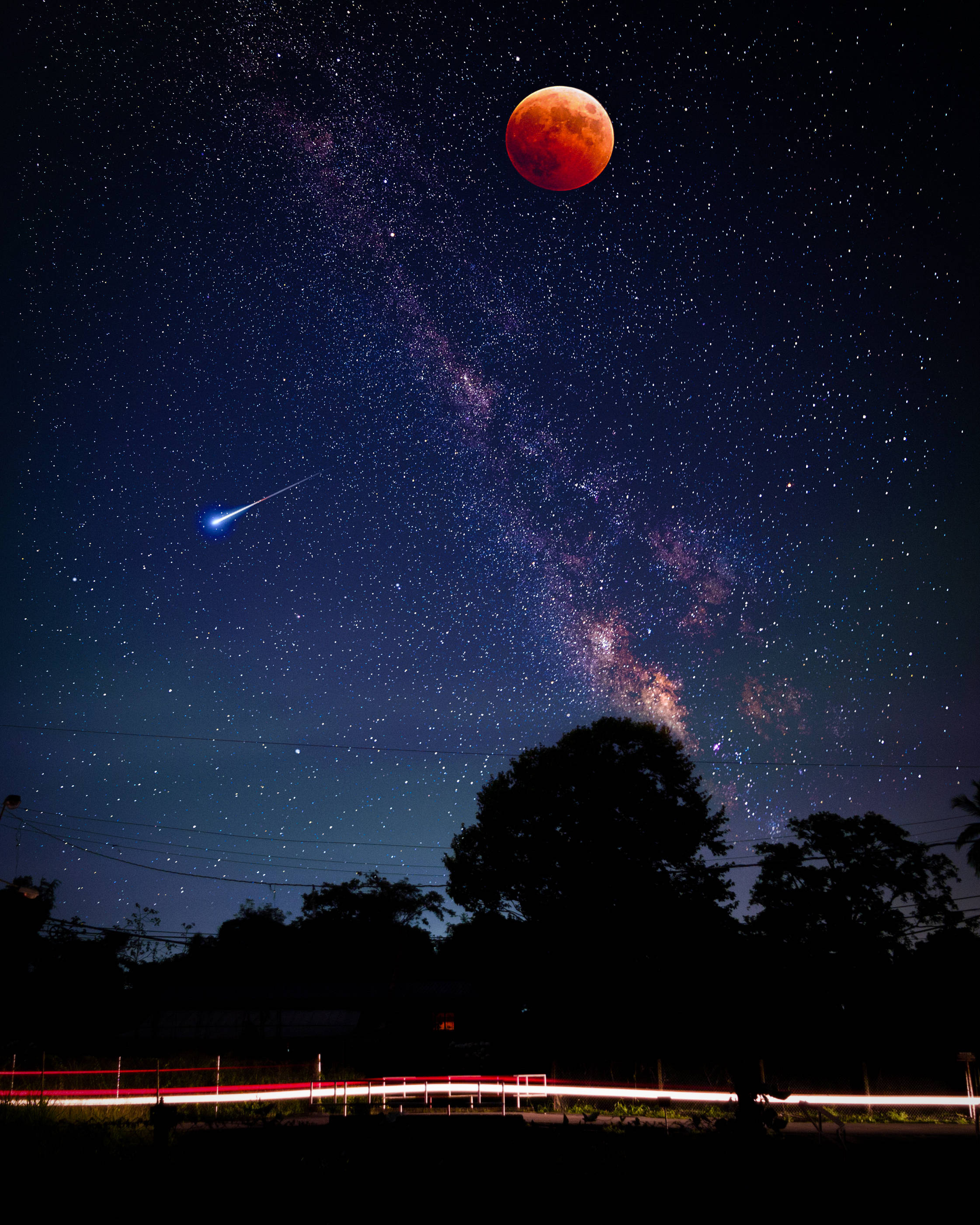 Maan Maansverduistering Galaxy Muurpapier