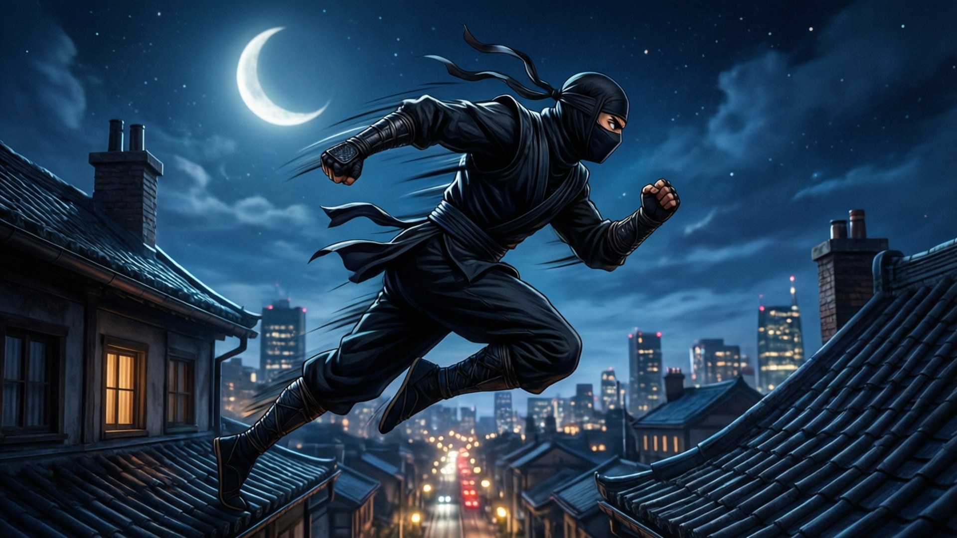 Maanskyn Ninja Hardloop Muurpapier