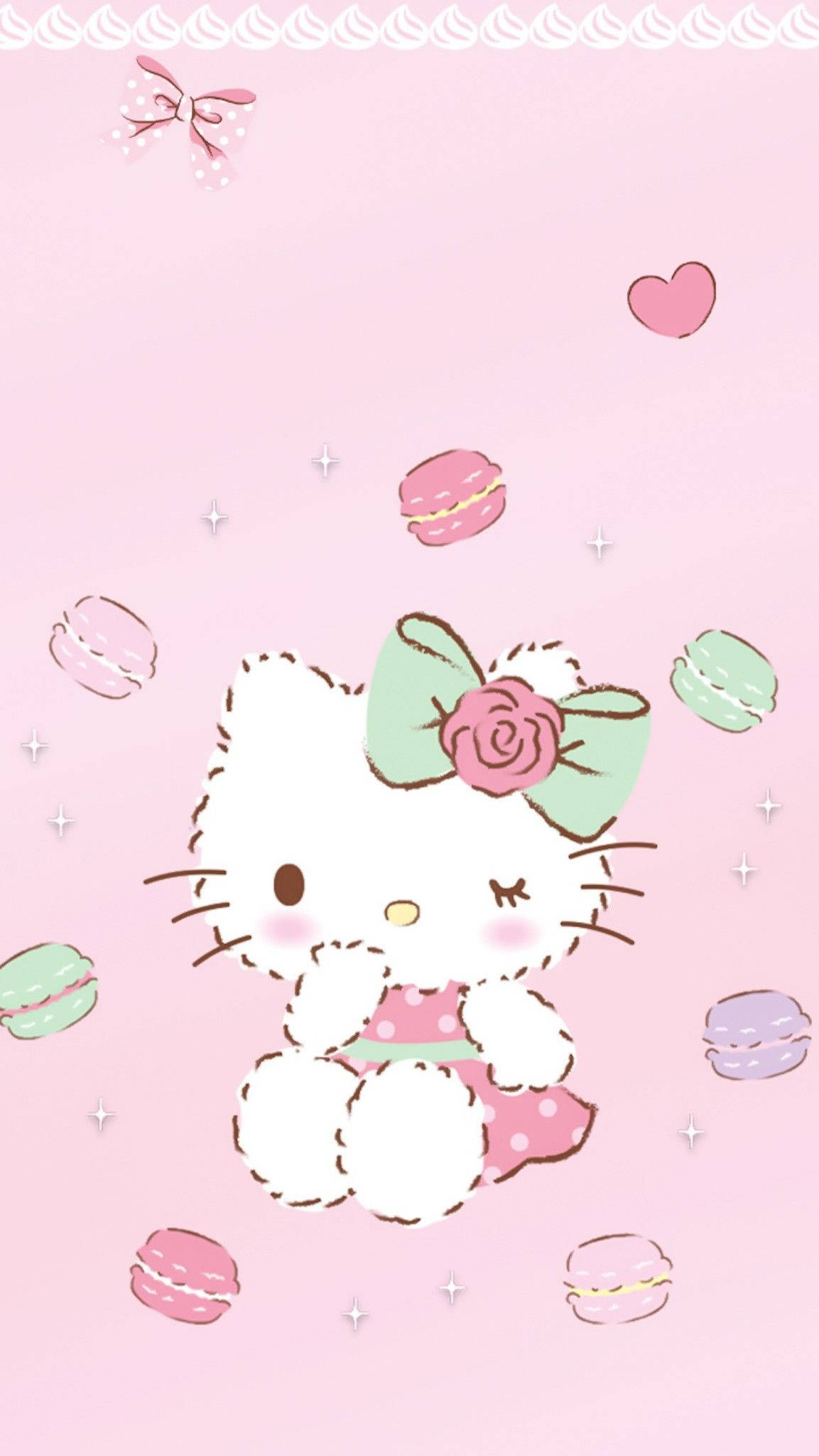 Macarons en Prentjie Hello Kitty PFP Muurpapier