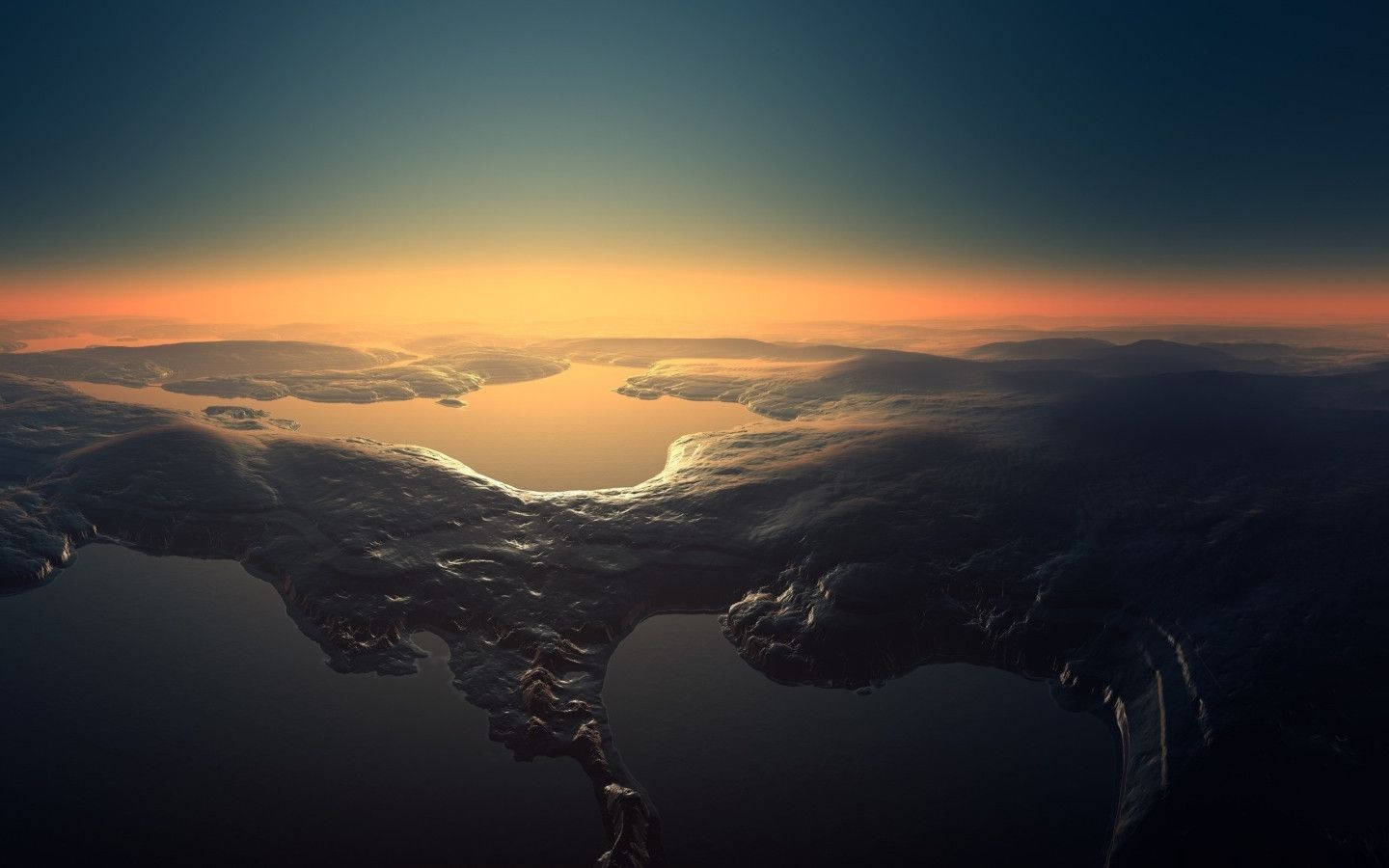 MacBook Pro Aerial Image During Dusk Muurpapier
