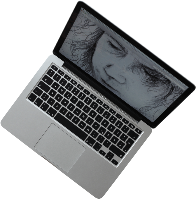 MacBook Pro met Skets op Skerm Muurpapier