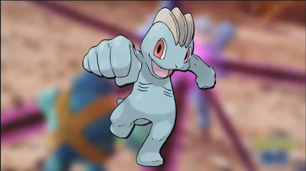 Machop met Vervaagde Beeldagtergrond Muurpapier