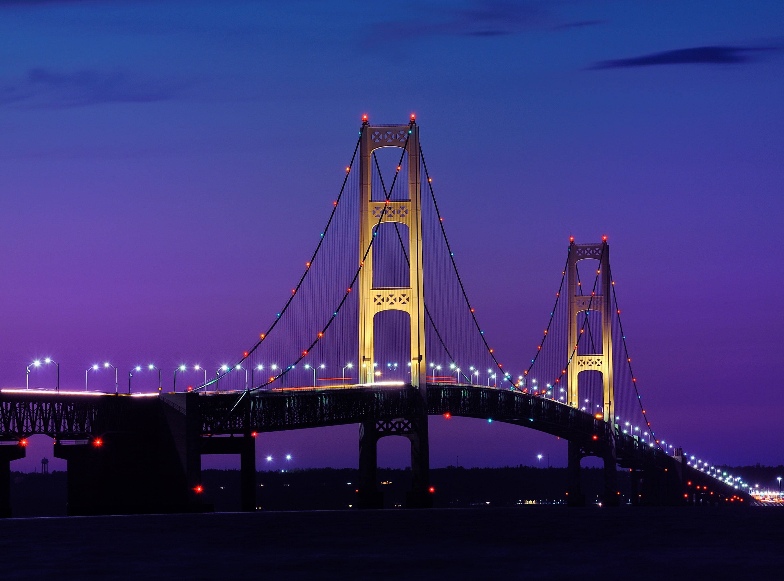 Mackinac-brug met pers naglug Muurpapier