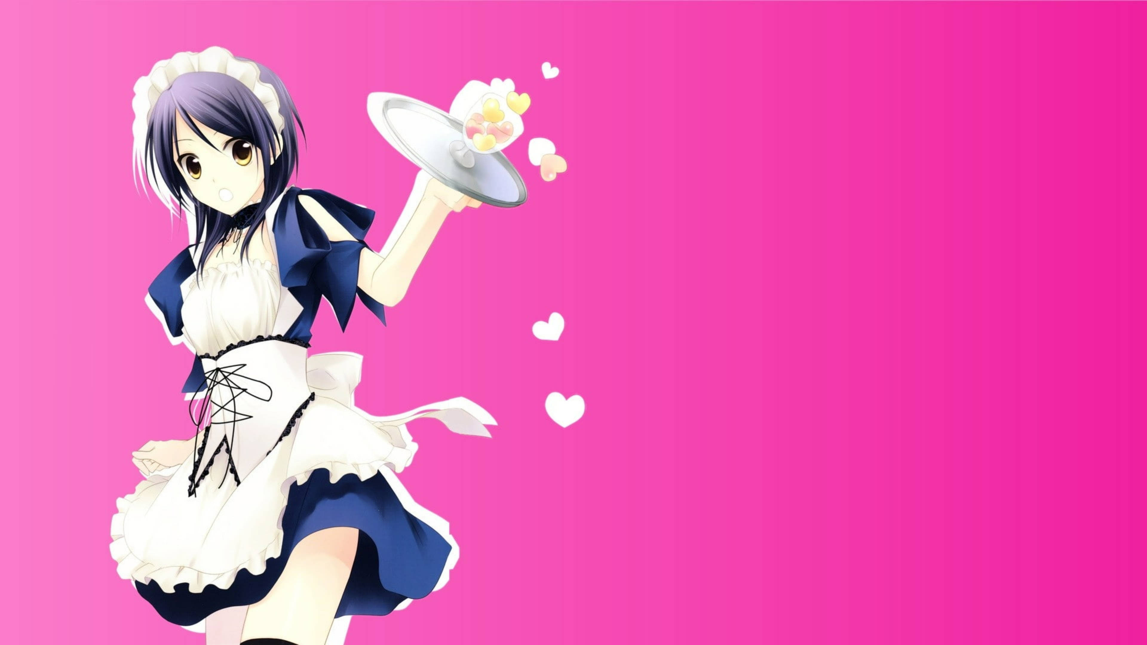 Maid Sama Misaki Pienk Agtergrond Muurpapier