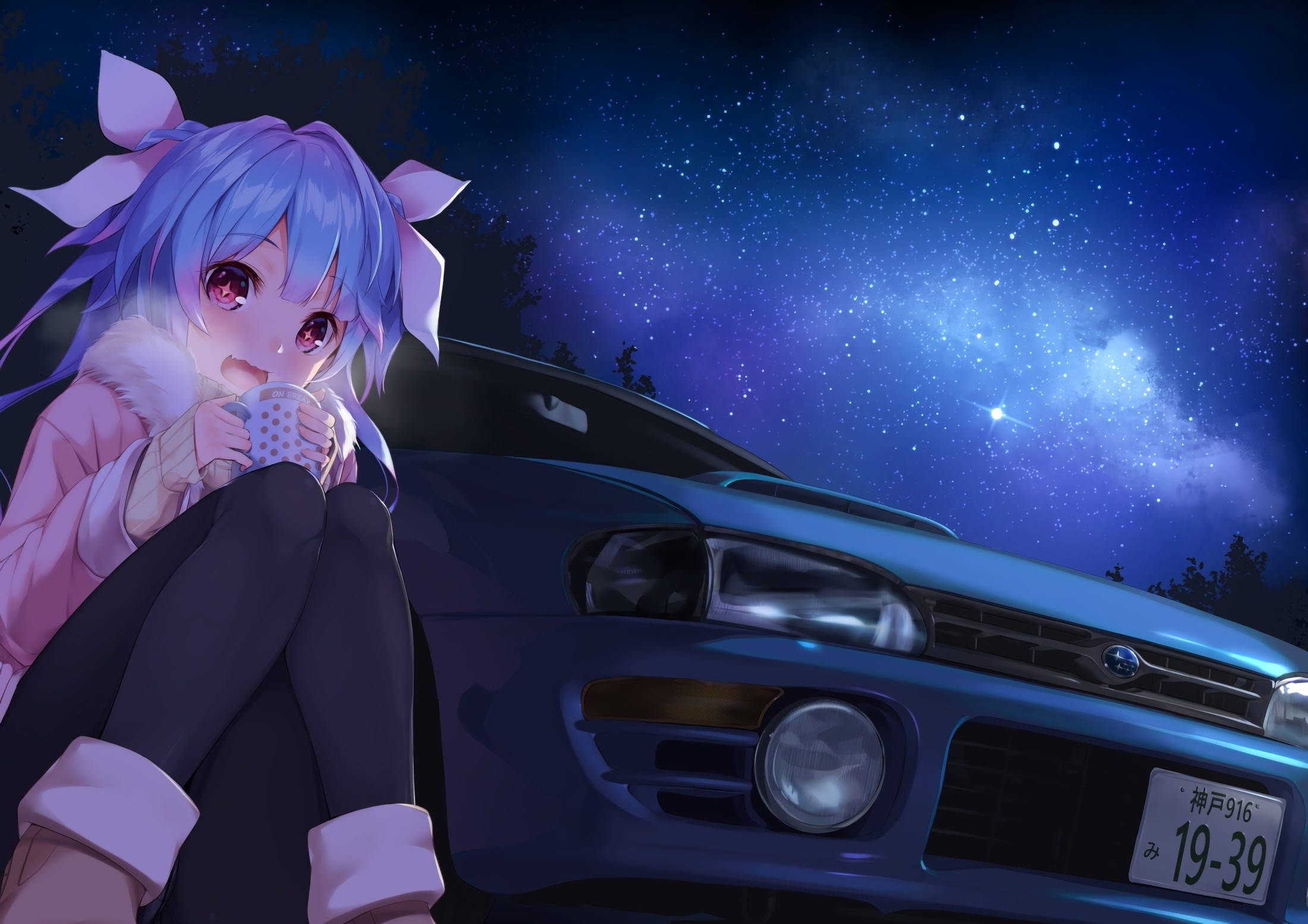 Majestueuse Anime-motor – Impreza in volle glorie Muurpapier