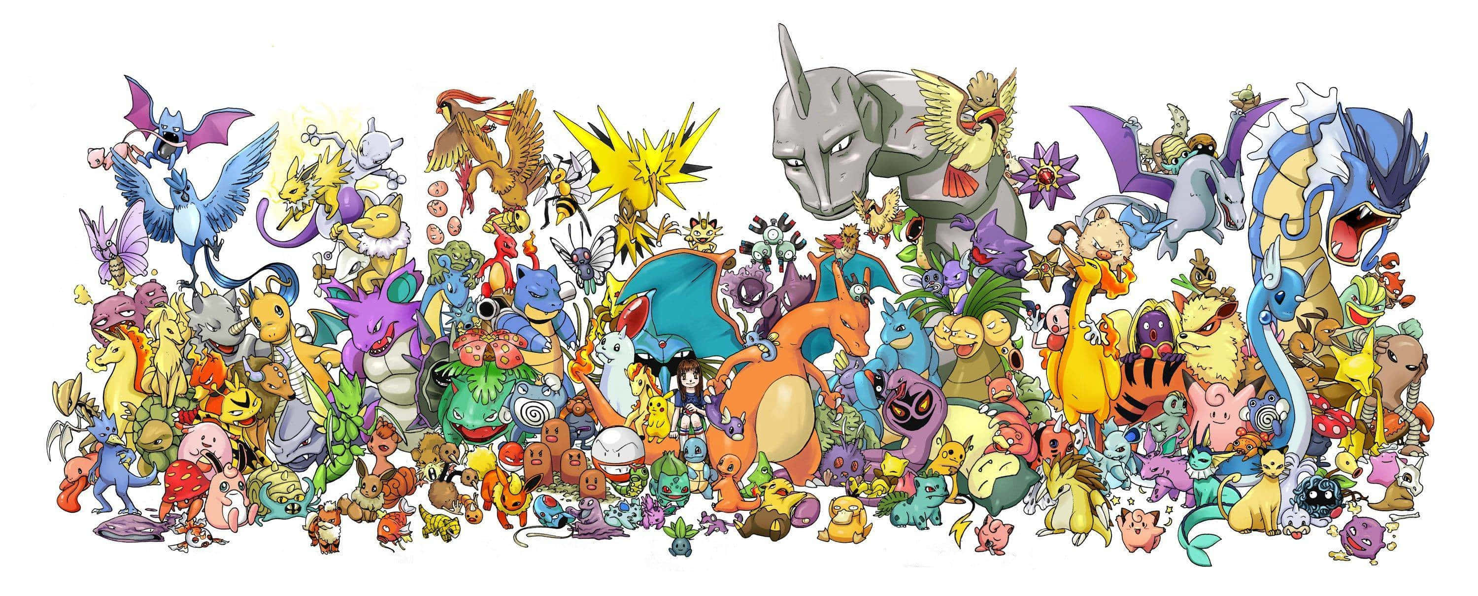 Majestueuse Eerste Generasie Pokemon Agtergrond Muurpapier