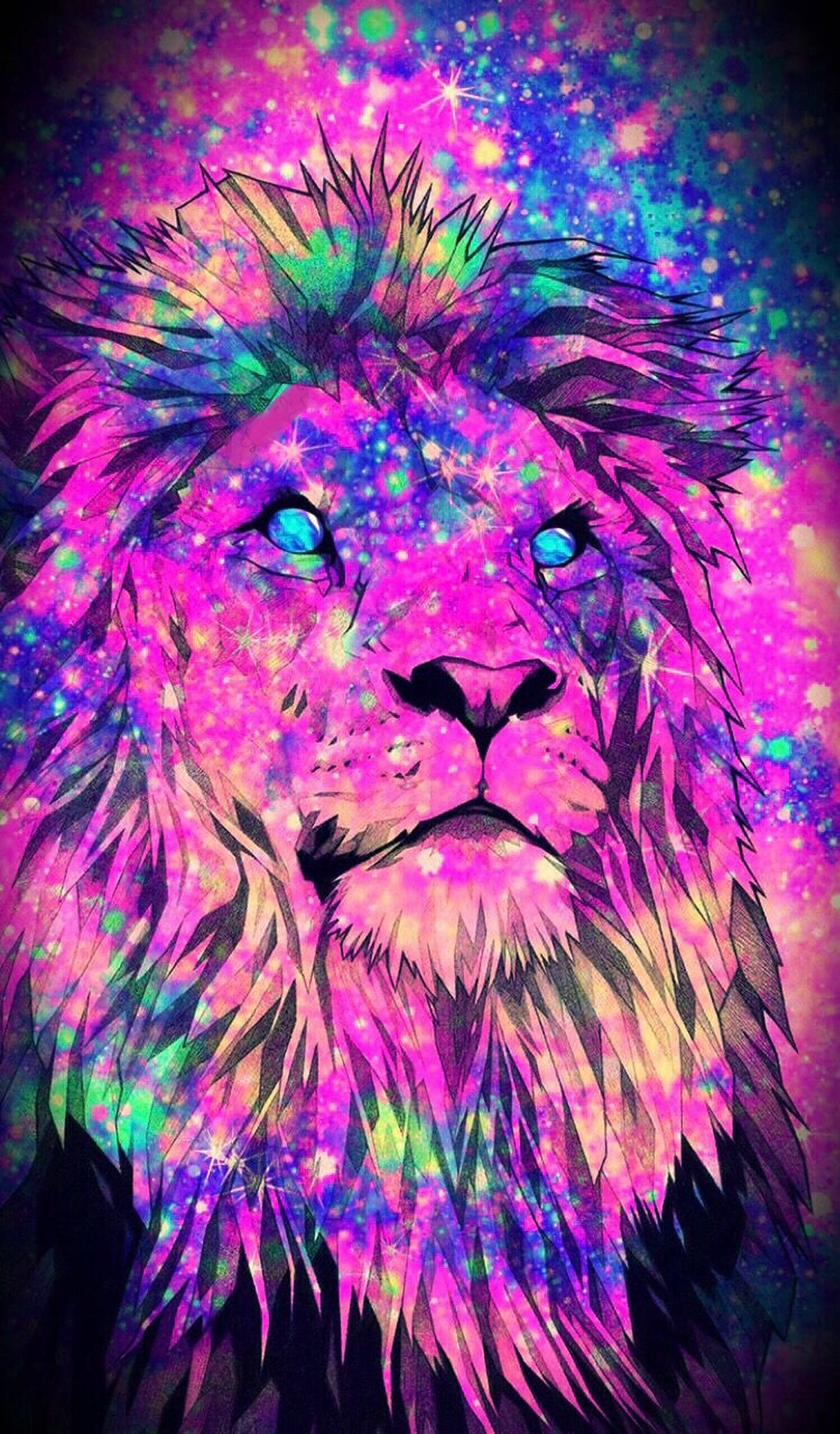 Majestueuse Leeu in die Kosmiese Wildernis Muurpapier