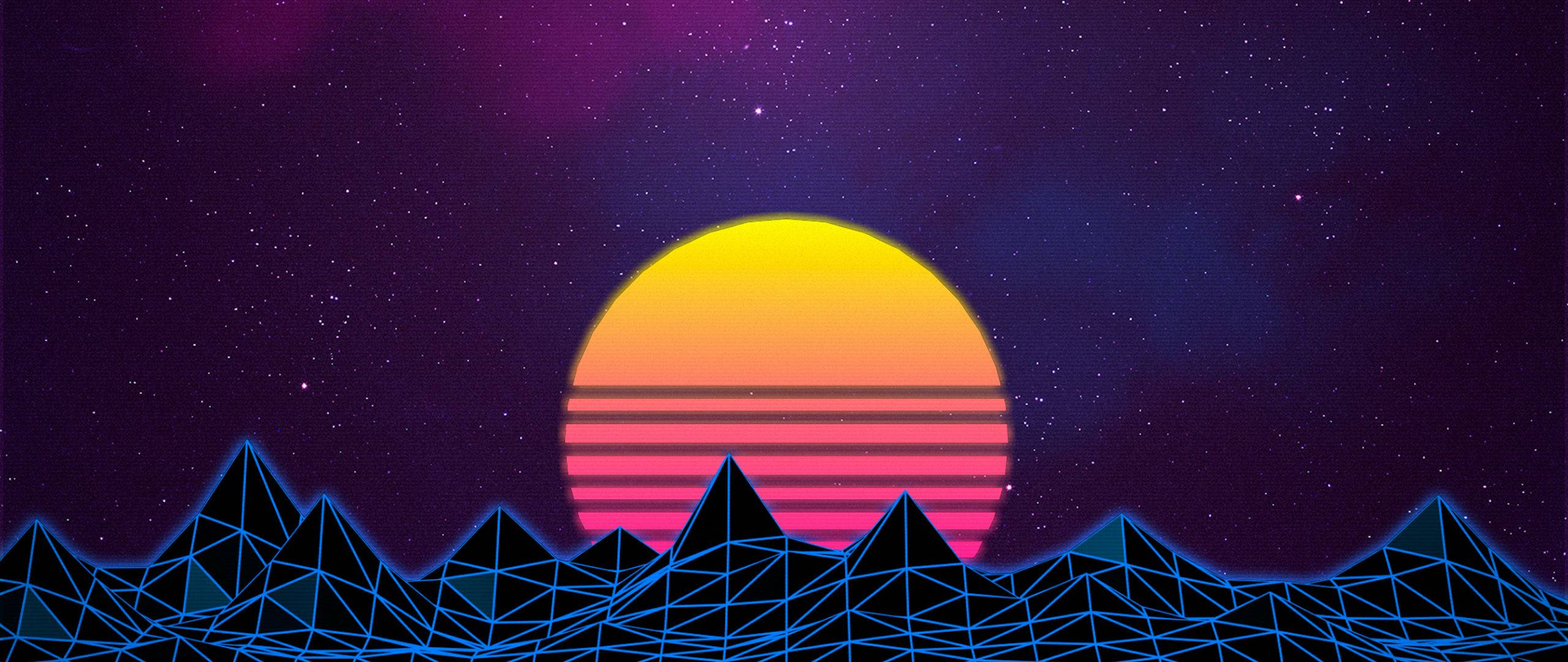 Majestueuse retro maan verlig deur lyne van lig Muurpapier