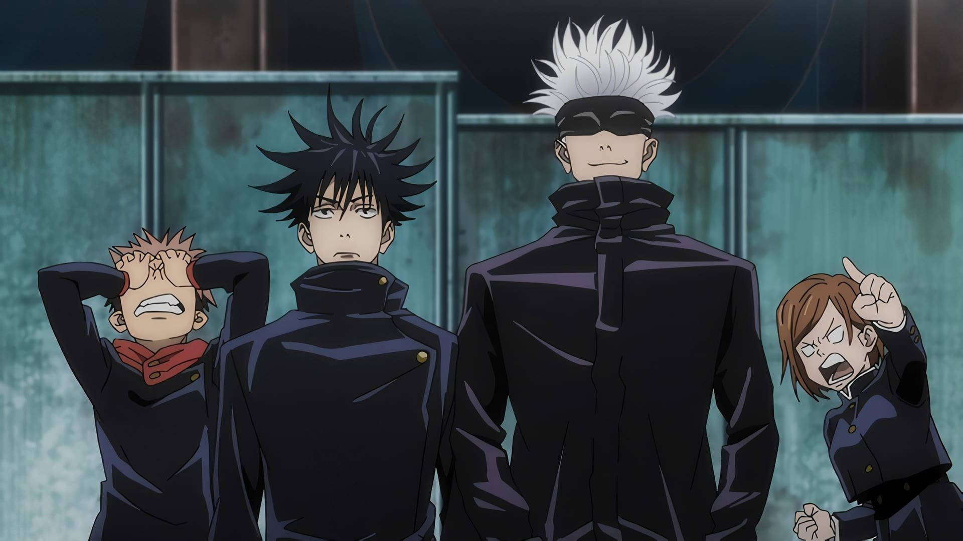 Oulike hoofkarakters van Jujutsu Kaisen-agtergrond. — Jujutsu Kaisen Muurpapier
