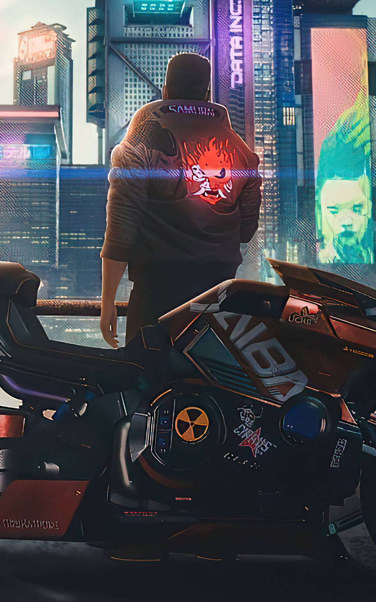 Man Met Baadjie In Cyberpunk Vir Android Muurpapier