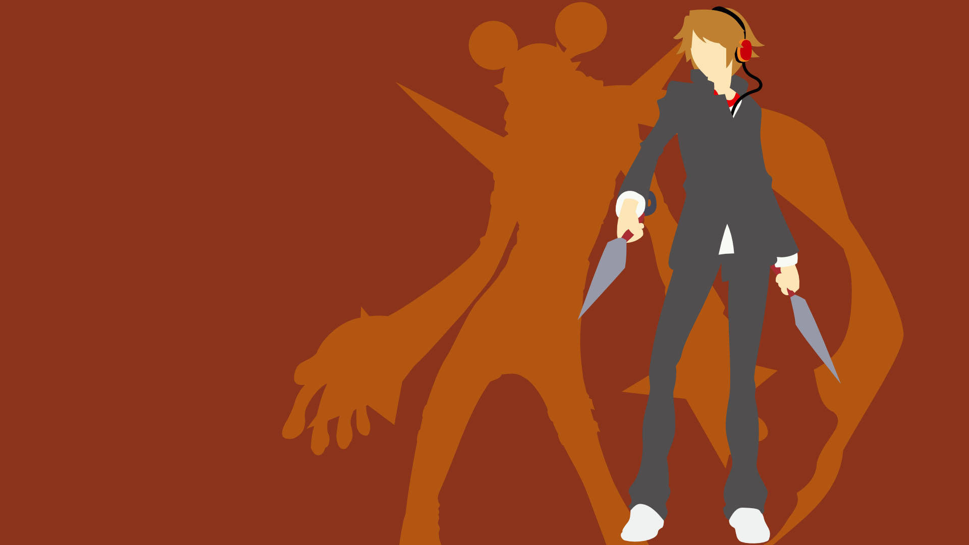 Man met Oranje Hare Minimalistiese Anime Muurpapier