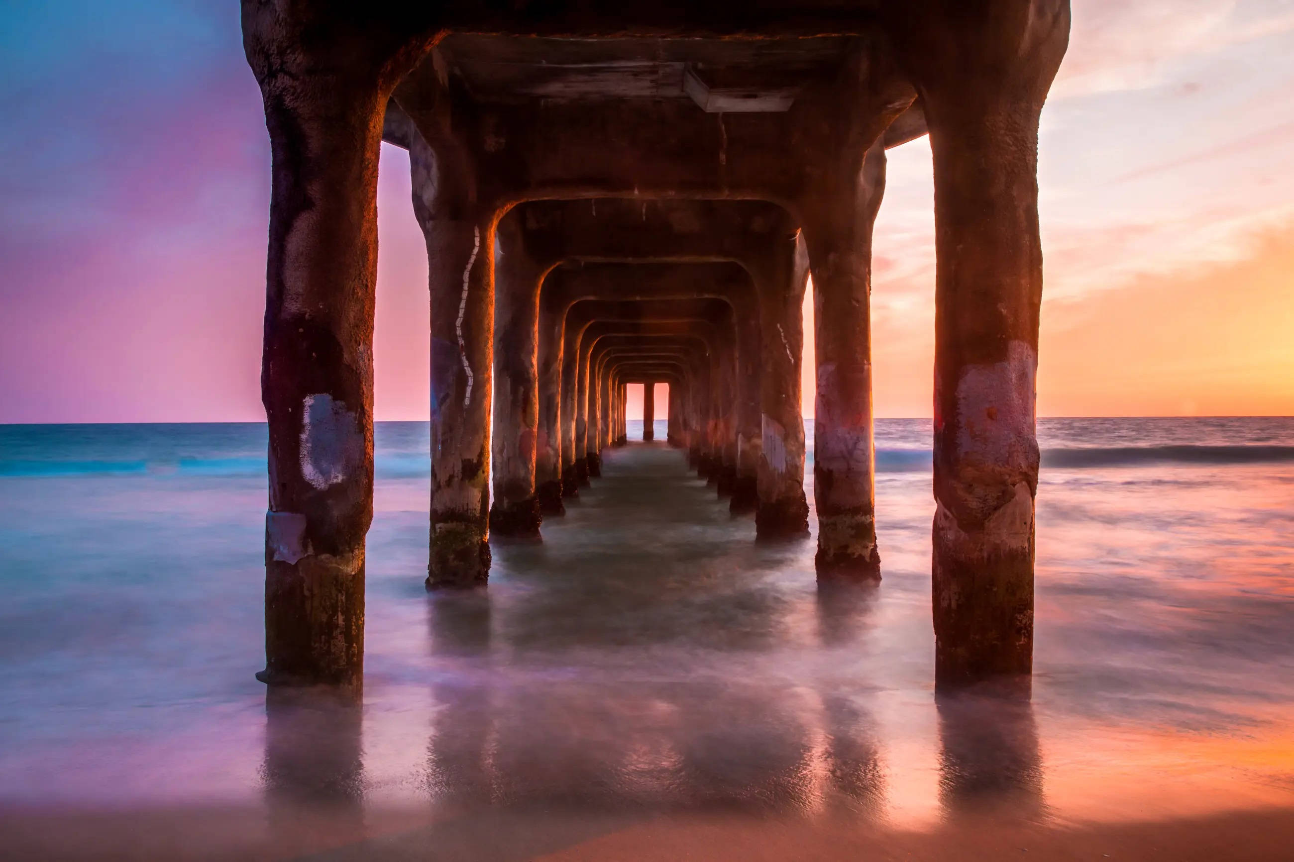 Manhattan Beach Los Angeles Sonsondergang Muurpapier