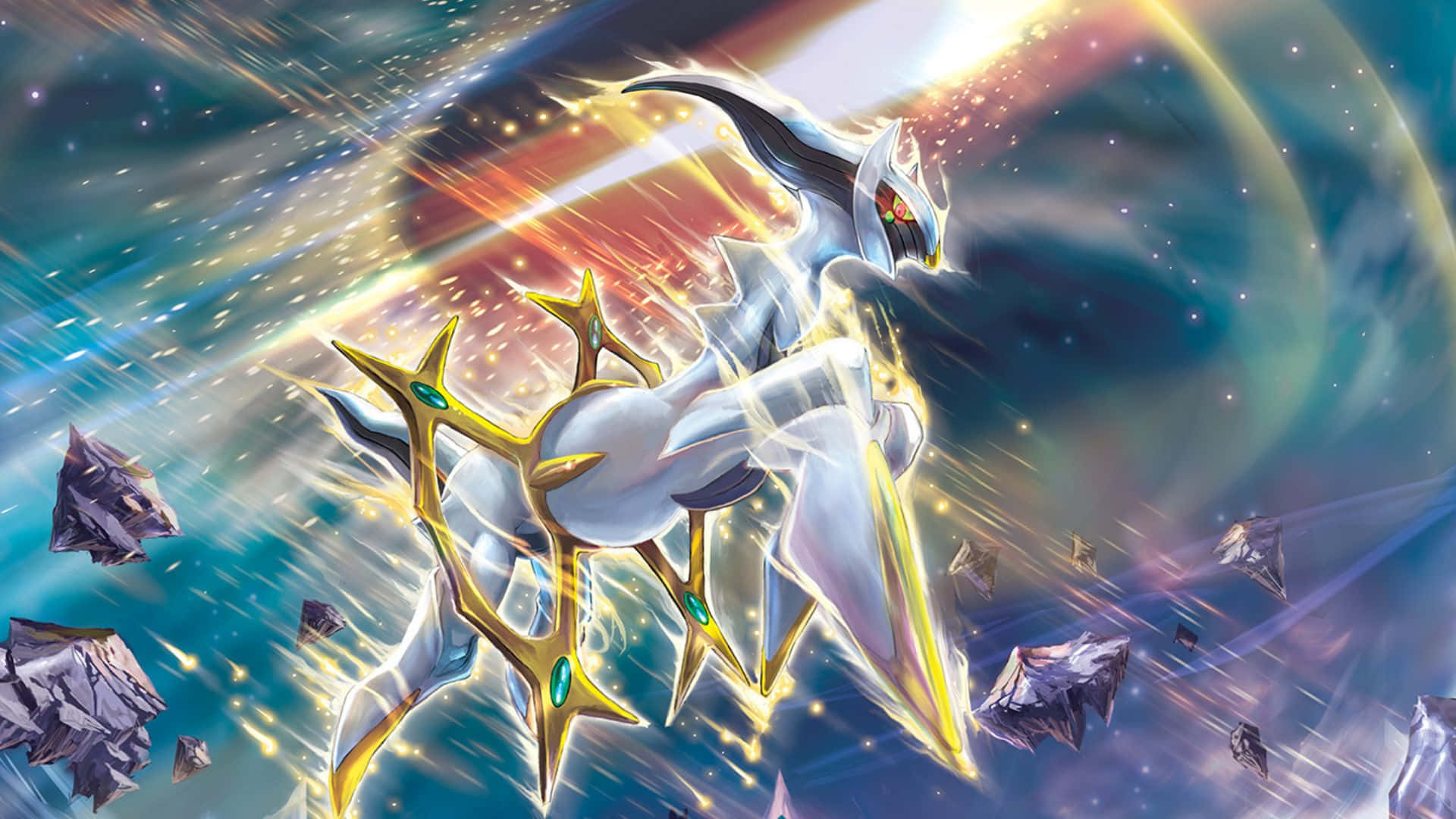 Manjiful Agtergrond van die Legendariese Pokémon Arceus Muurpapier
