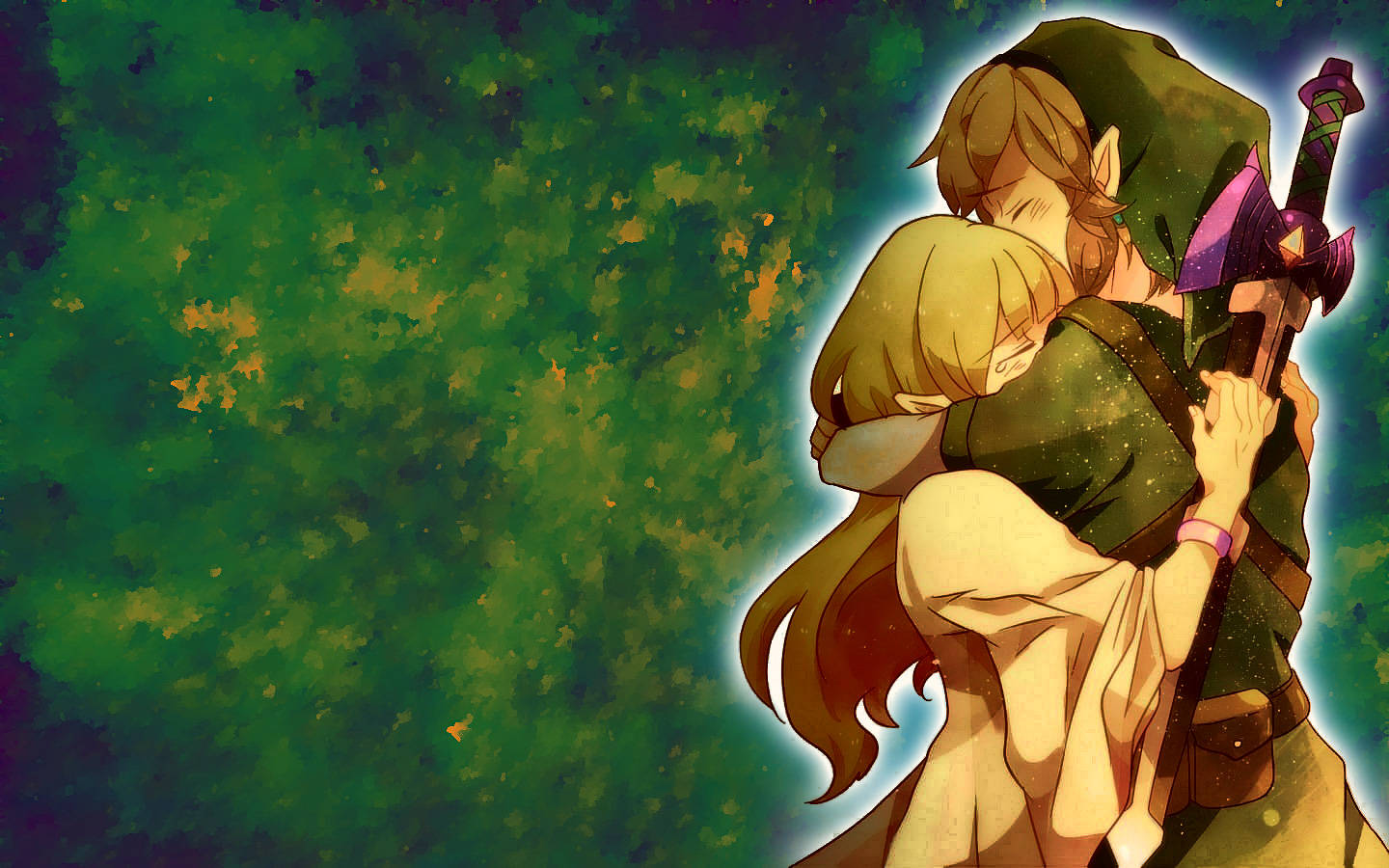 Manlike Dwerg en Meisie Anime Omhelsing Muurpapier