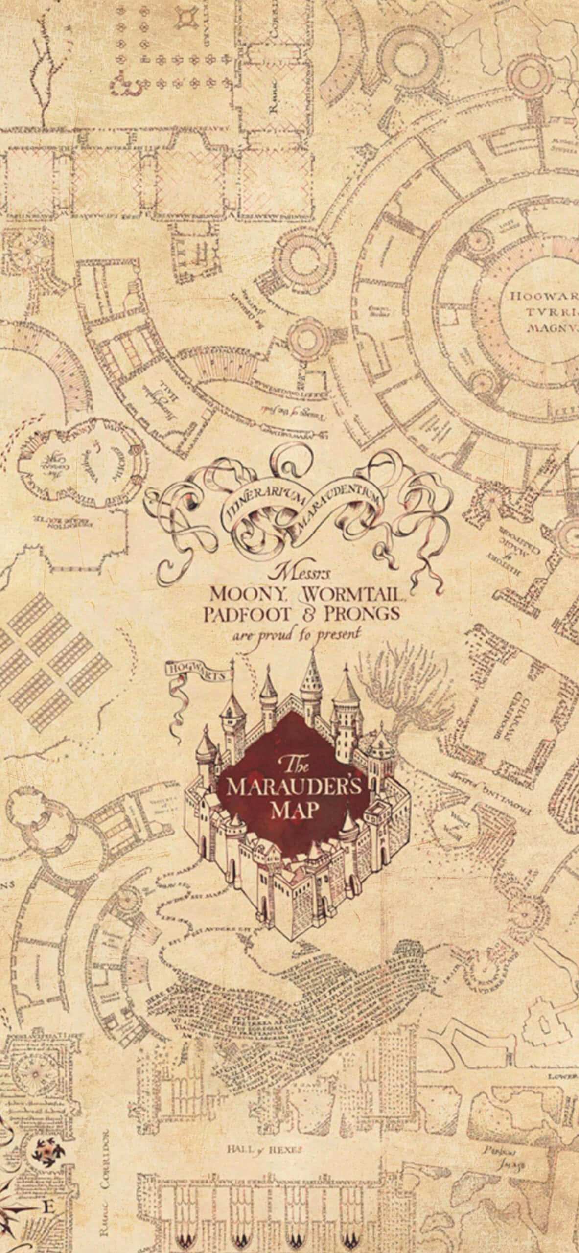 Marauders Map Harry Potter Agtergrond Muurpapier