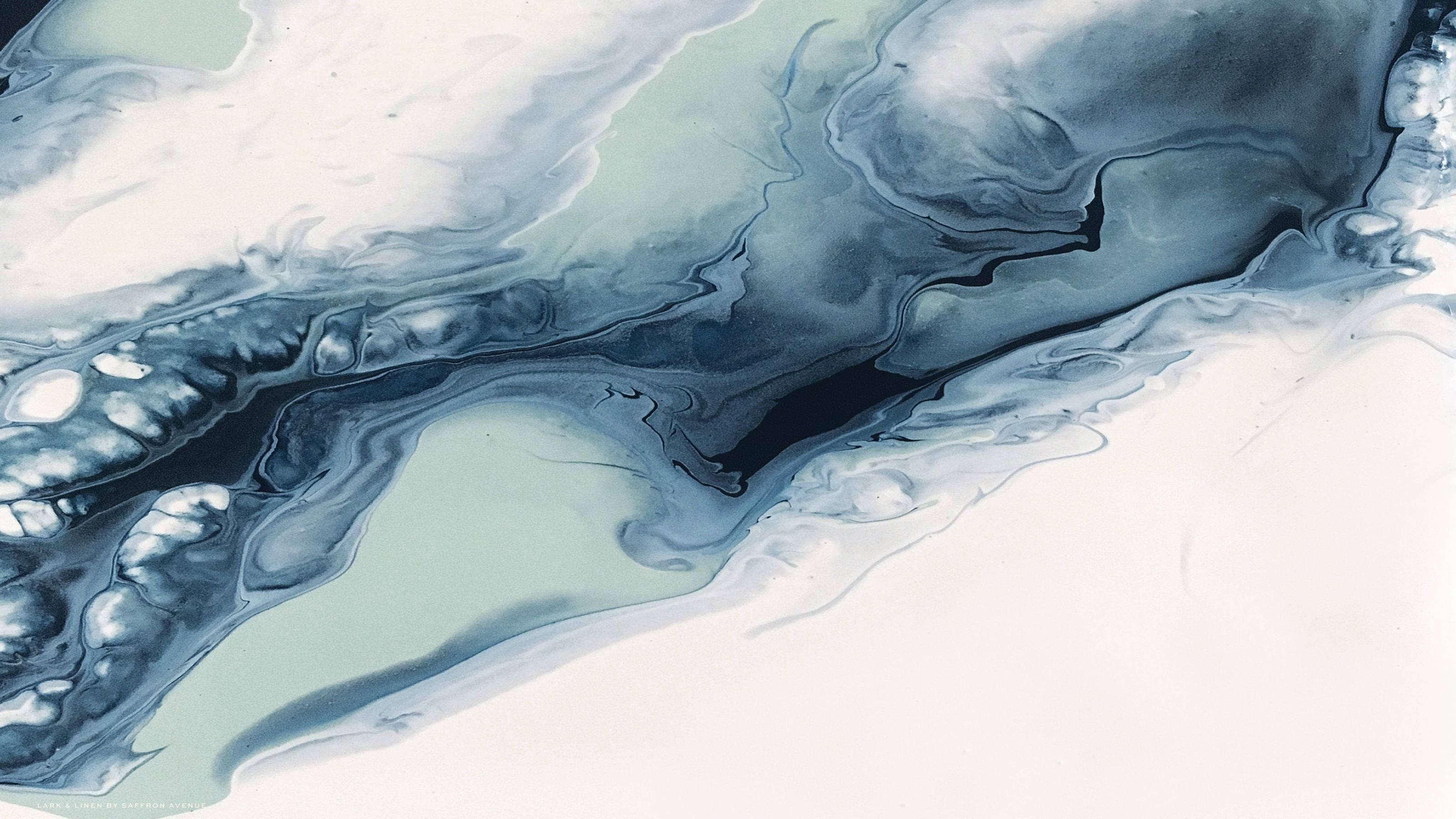 Marble Desktop Blou Vloeistof Abstrakte Kuns Muurpapier
