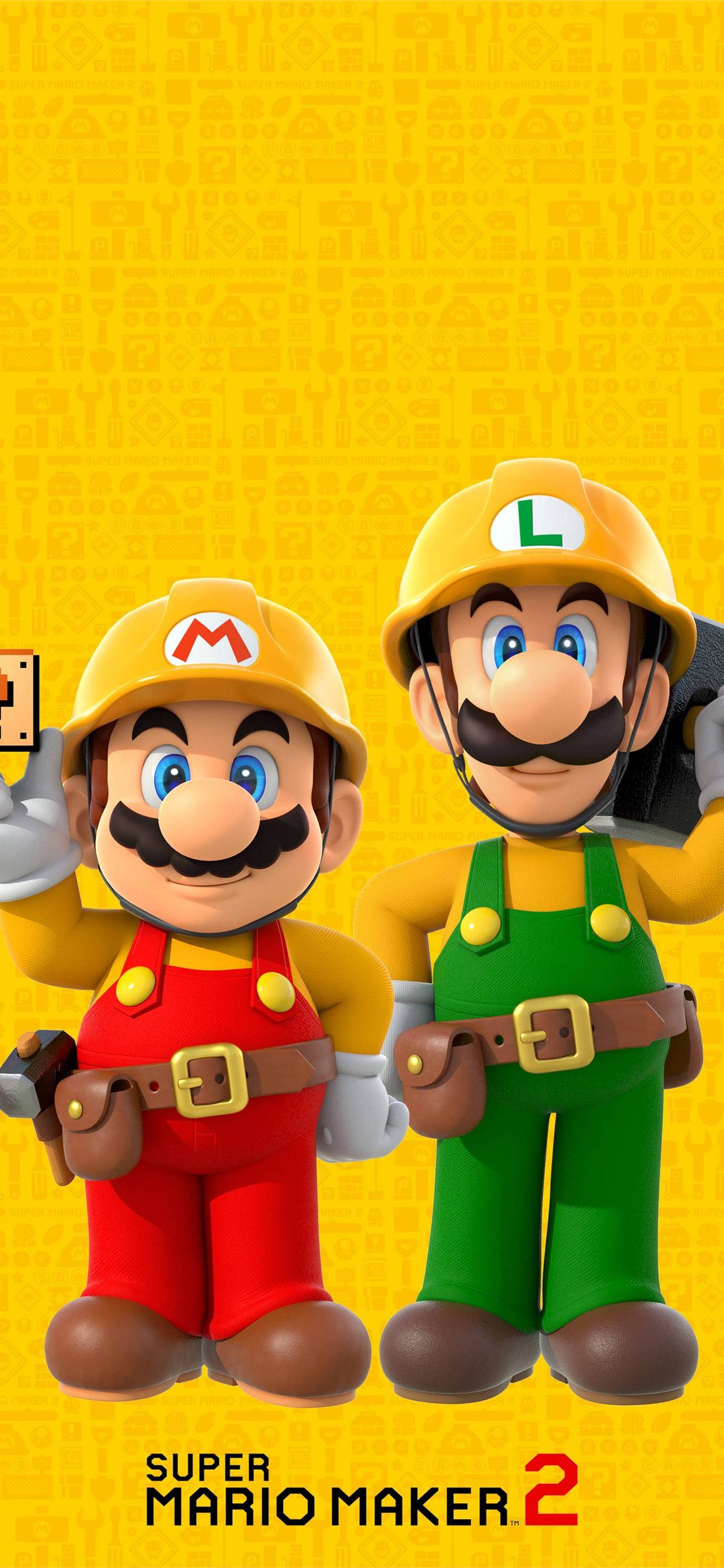 Mario en Luigi Super Mario Maker 2 Promo Muurpapier