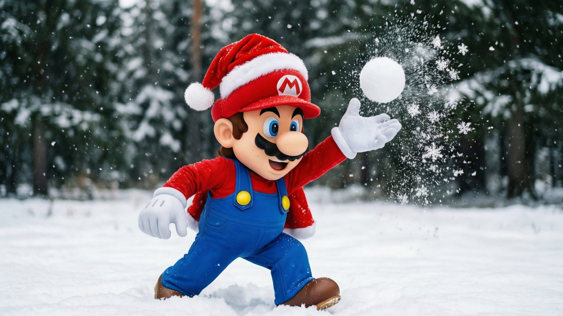 Mario se Winterpret Muurpapier