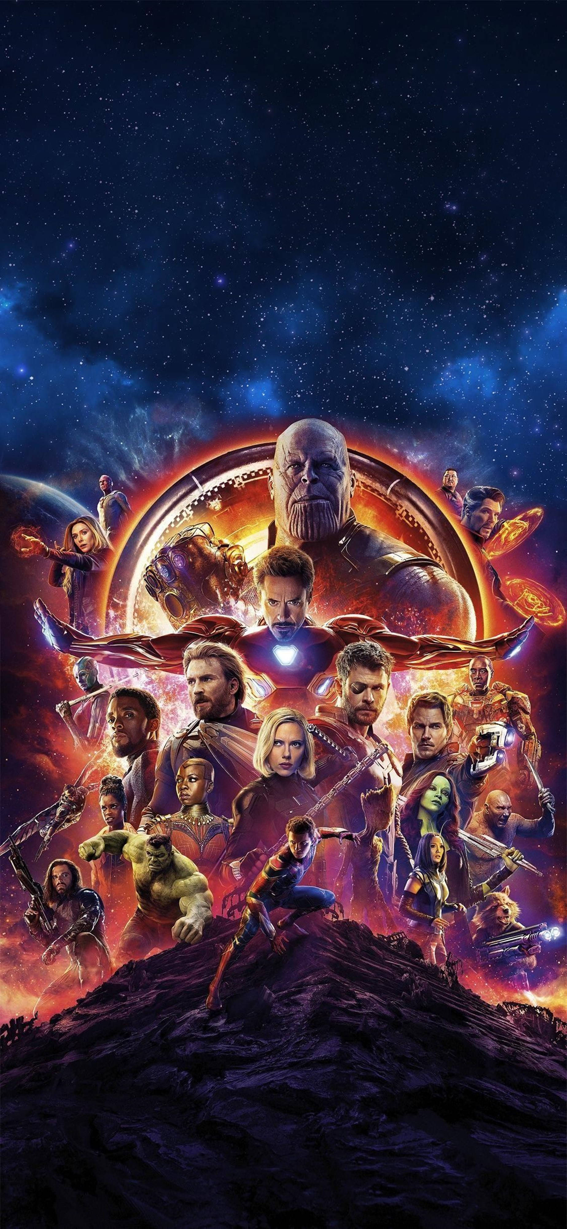 Marvel 4K Foon Avengers Infinity War in die Ruimte Muurpapier