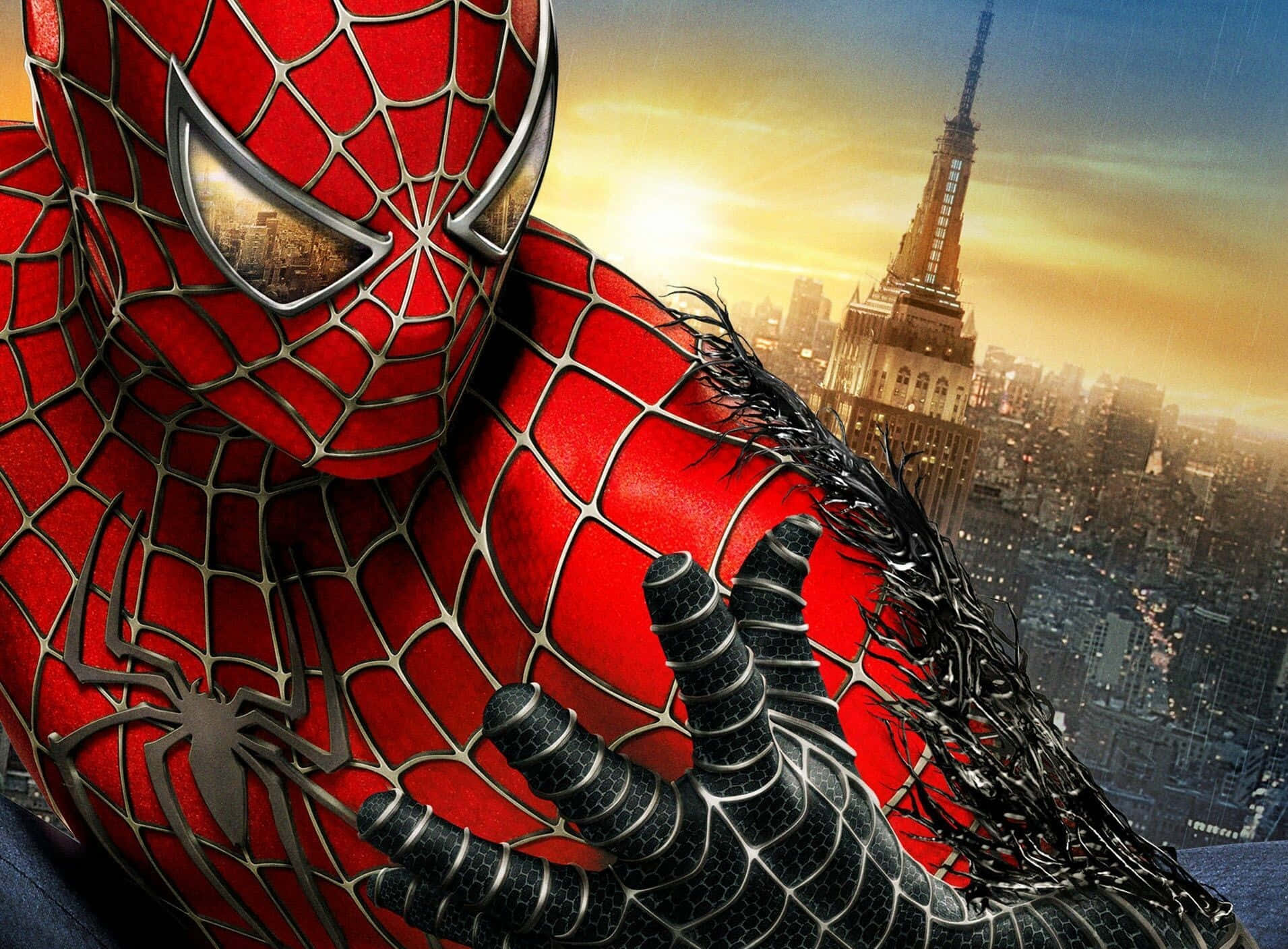 Marvel Comic's Spiderman Swaai in Aksie Muurpapier
