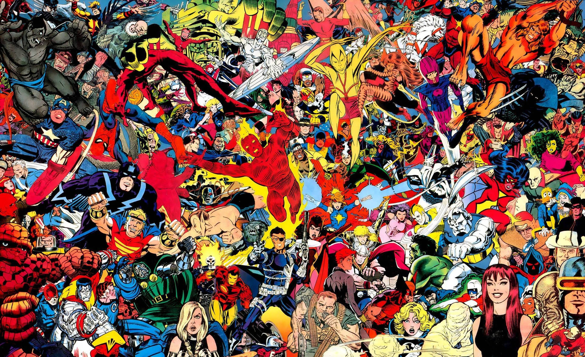 Klassieke Marvel-strokiesprente met al die superhelde in een kleurvolle tema.