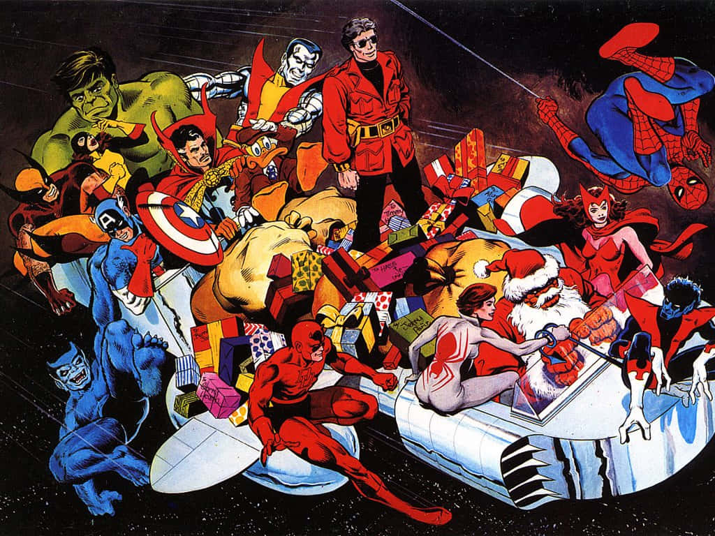 Marvel Kersfees Bewakers Van Die Melkweg Muurpapier