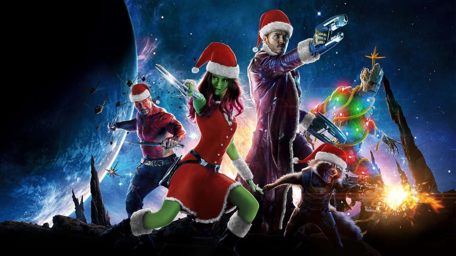 Marvel Kersfees Guardians Of The Galaxy Santa Plakkaat Muurpapier