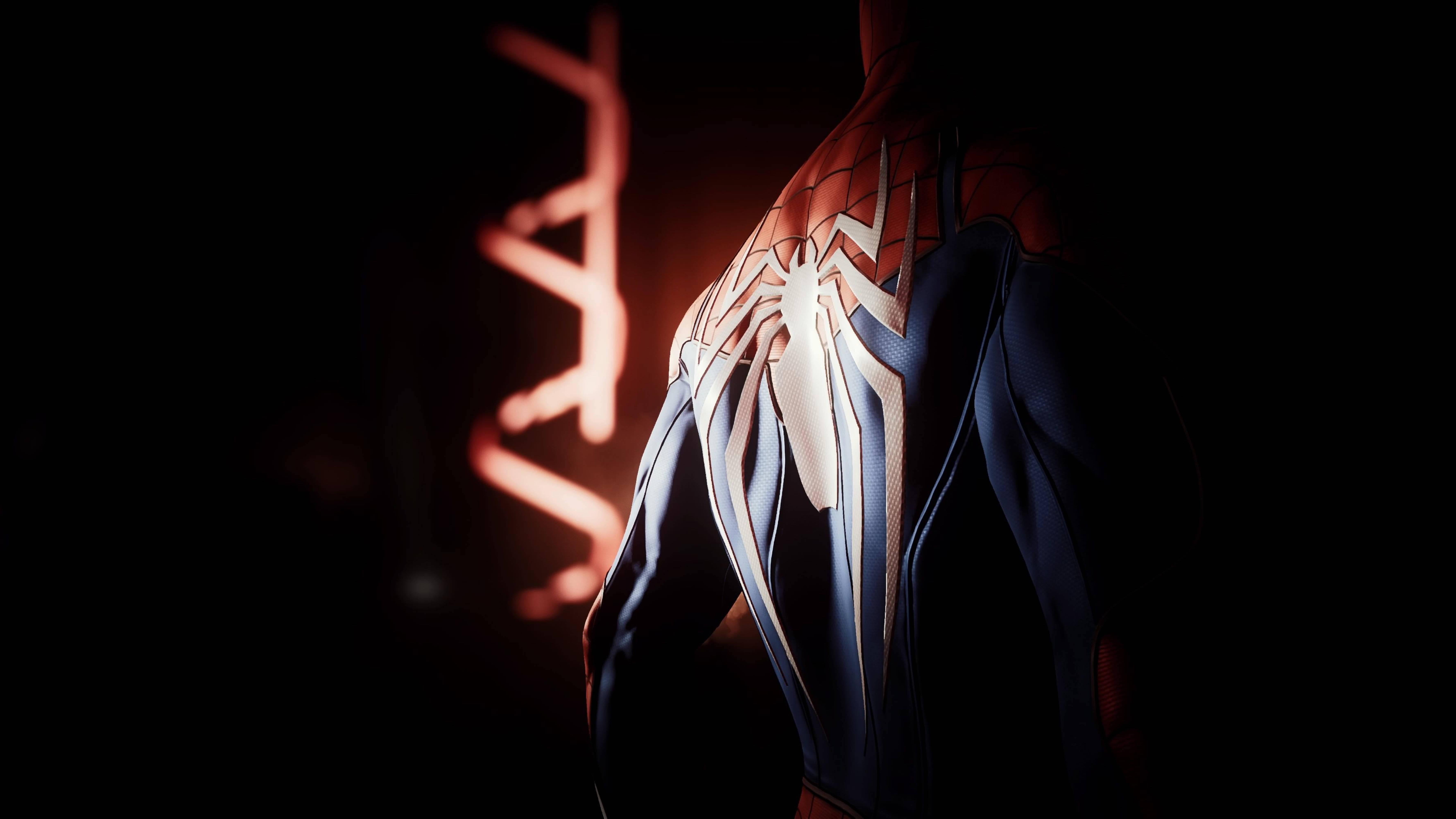 Marvel se Neon Spiderman 4K PS4 Muurpapier