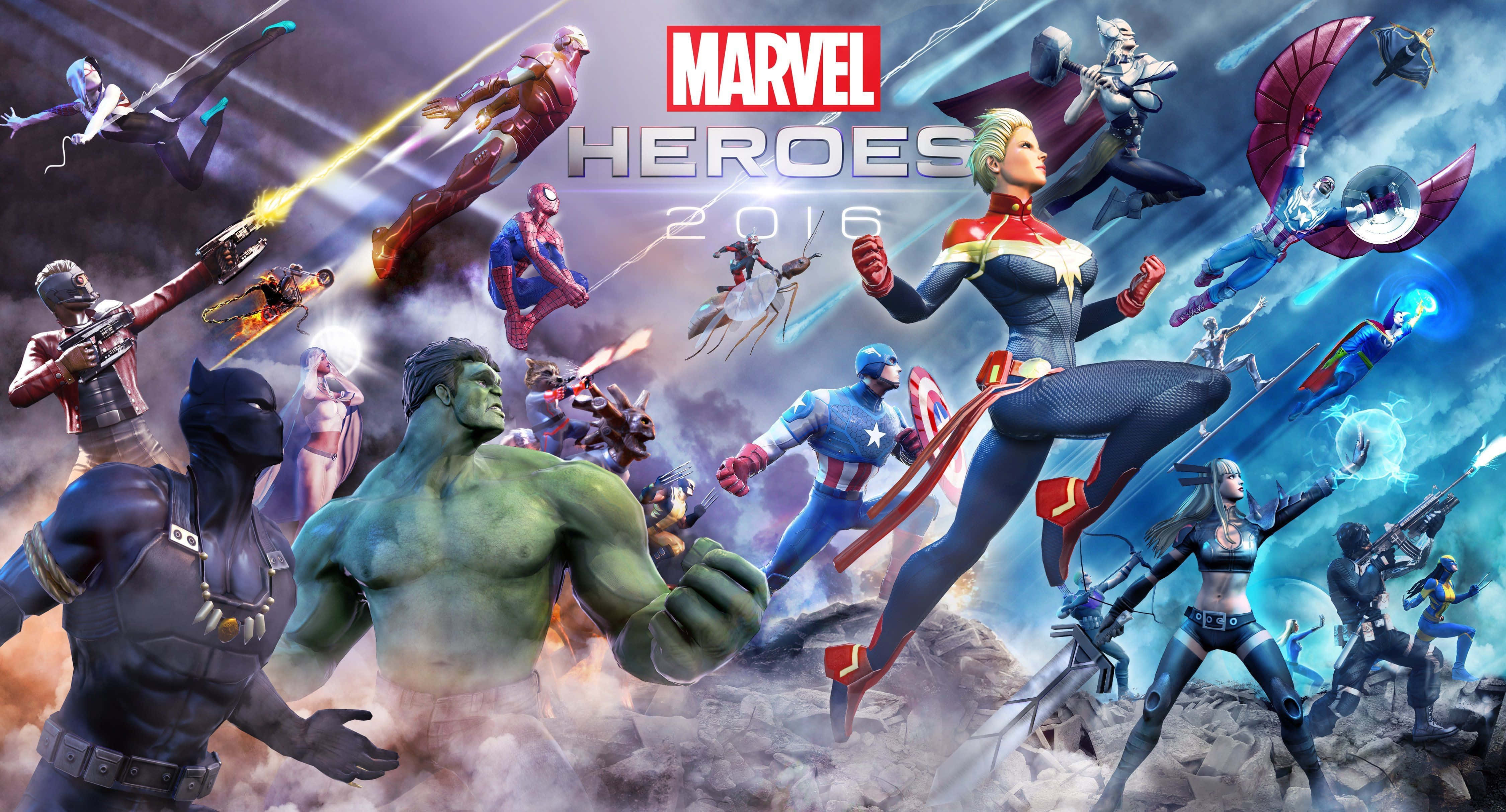 Marvel-strokiesprentkarakters in aksie Muurpapier
