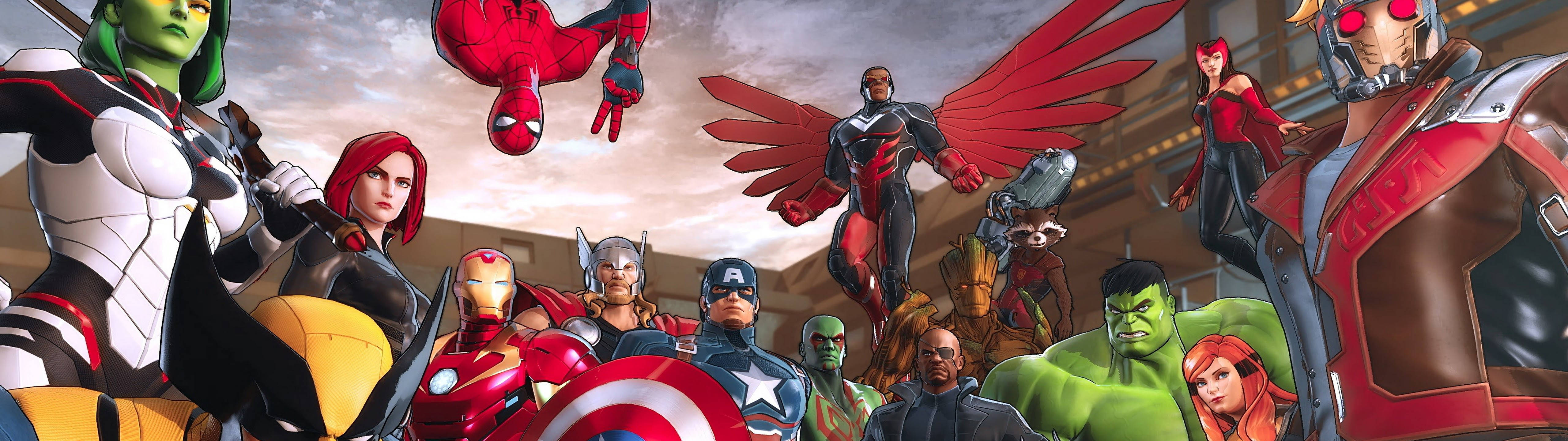 Marvel-stryprentkarakters 5120 x 1440 Muurpapier