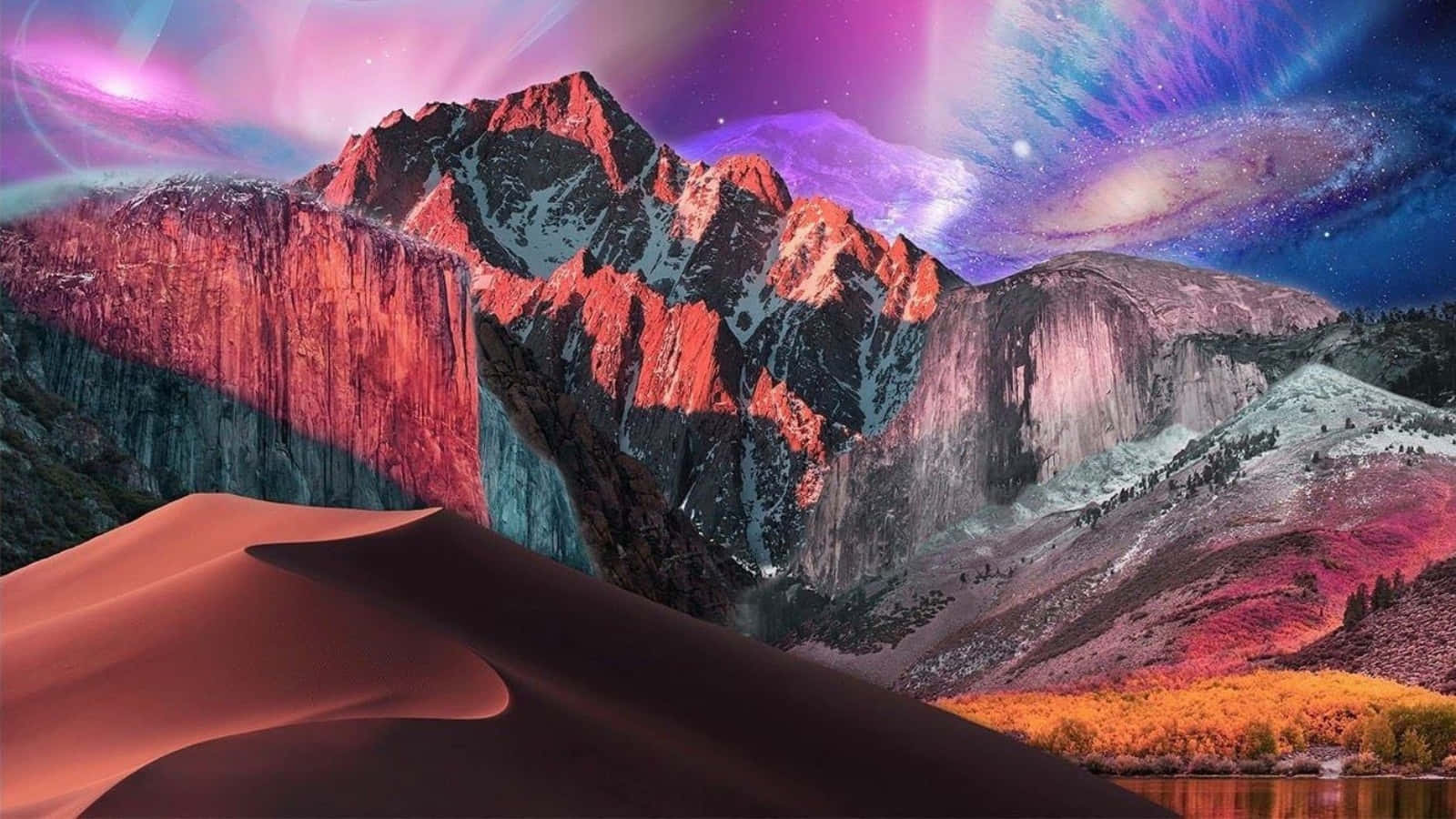 Mashup-berge macOS MacBook Standaard Muurpapier