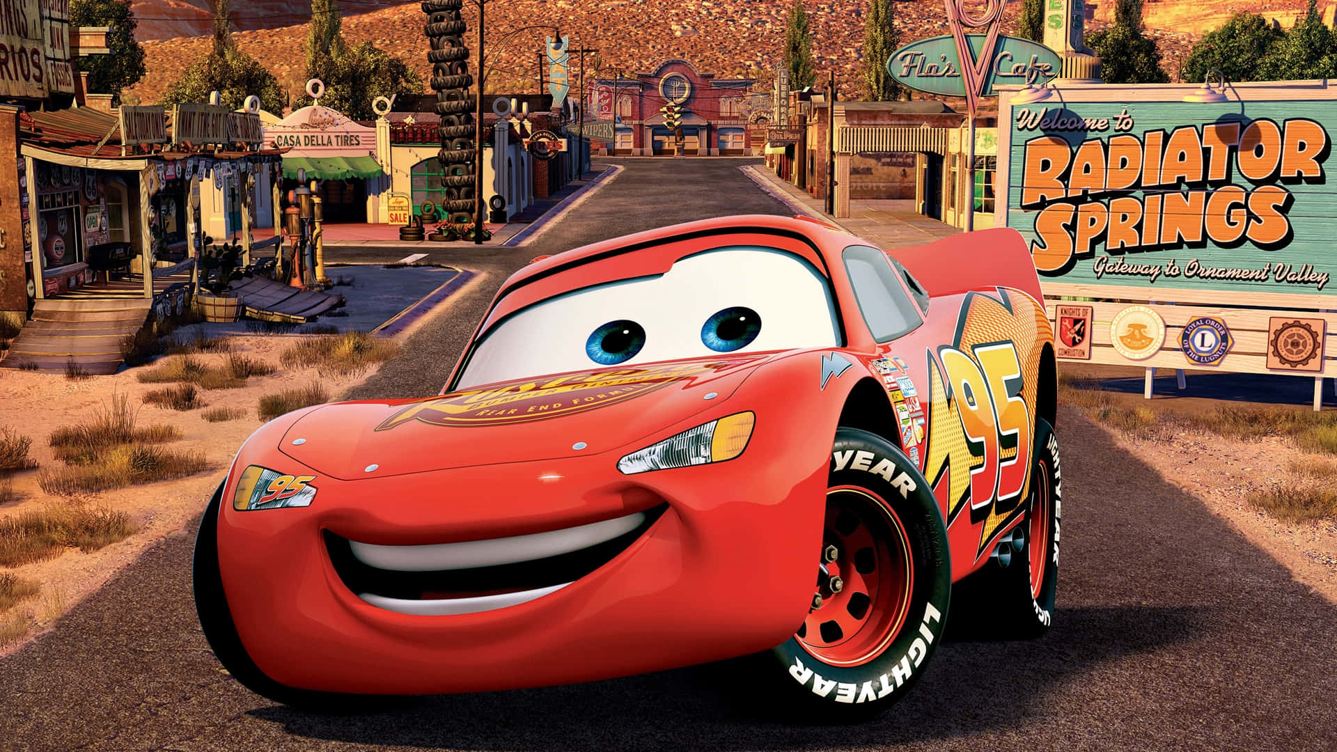 Mater en Lightning McQueen in Aksie Muurpapier