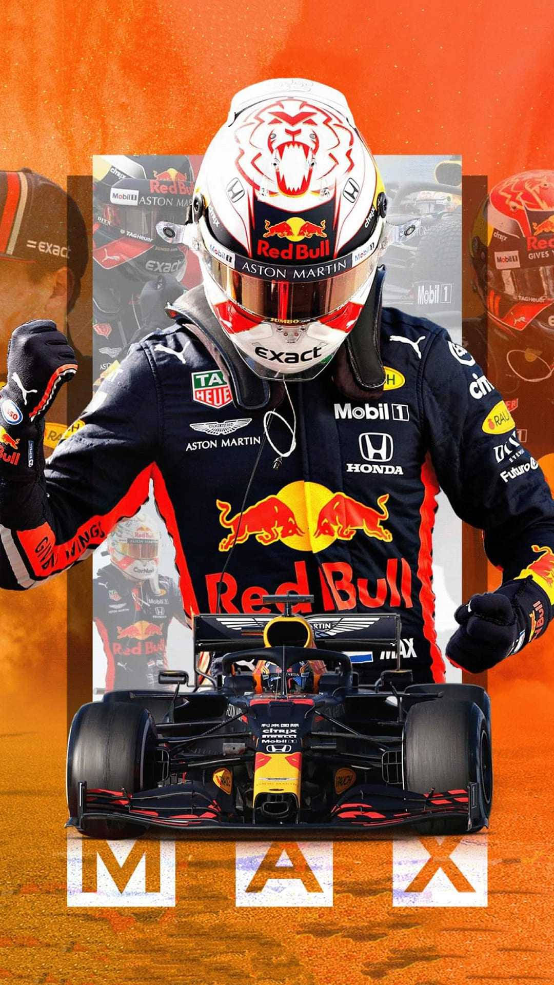 Max Verstappen jaag in sy kenmerkende Red Bull-motor Muurpapier