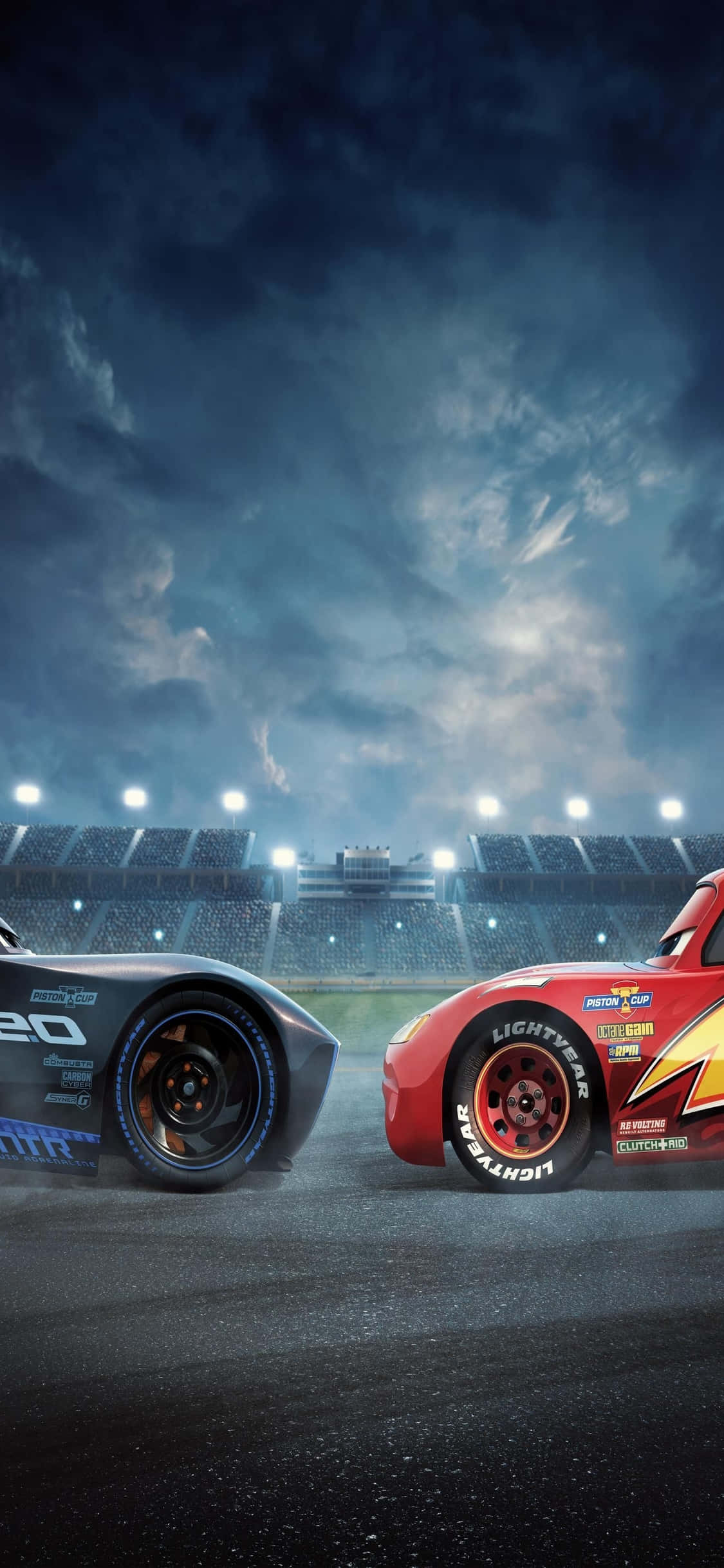 McQueen en Jackson Storm iPhone X Cars Agtergrond Muurpapier