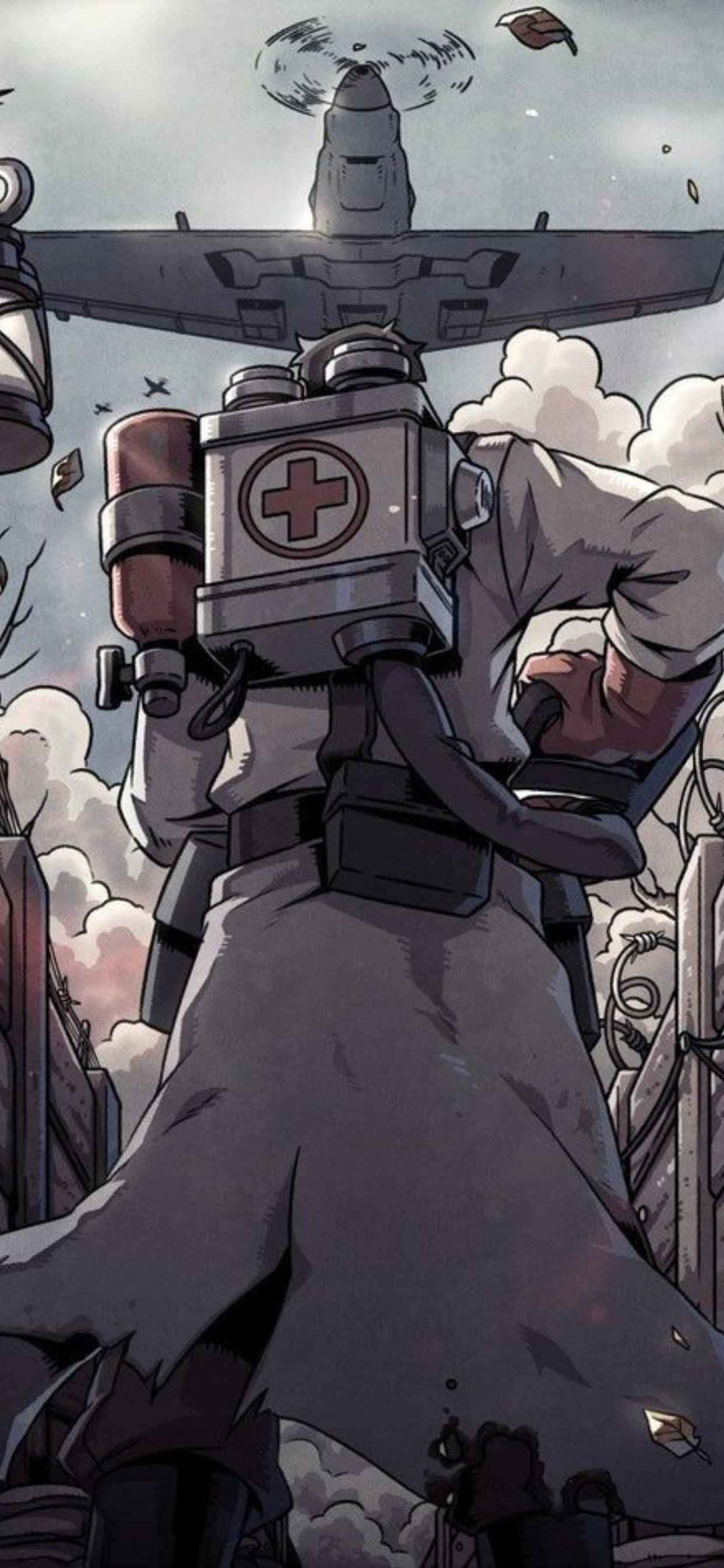 Medic Vliegtuig iPhone Xs Max Team Fortress 2 Agtergrond Muurpapier