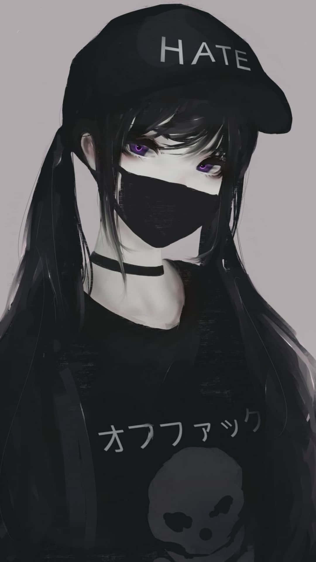 Meisie Met Vlegsels Donker Estetiese Anime Profielfoto Muurpapier