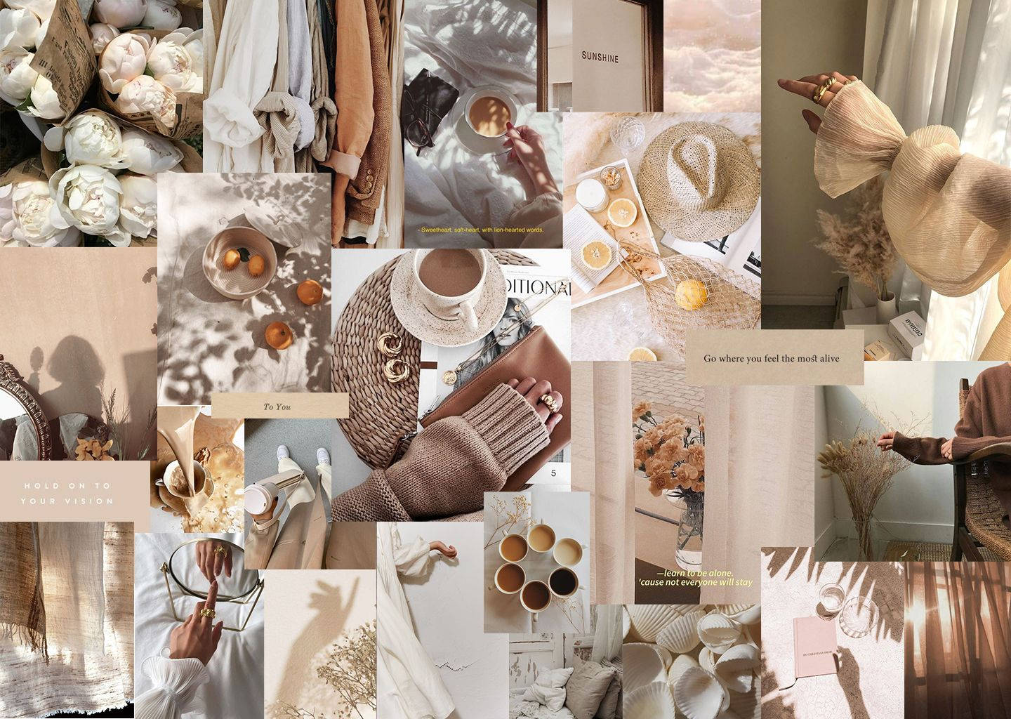 Meisie se Dag Uit Beige Estetiese Skootrekenaar Muurpapier