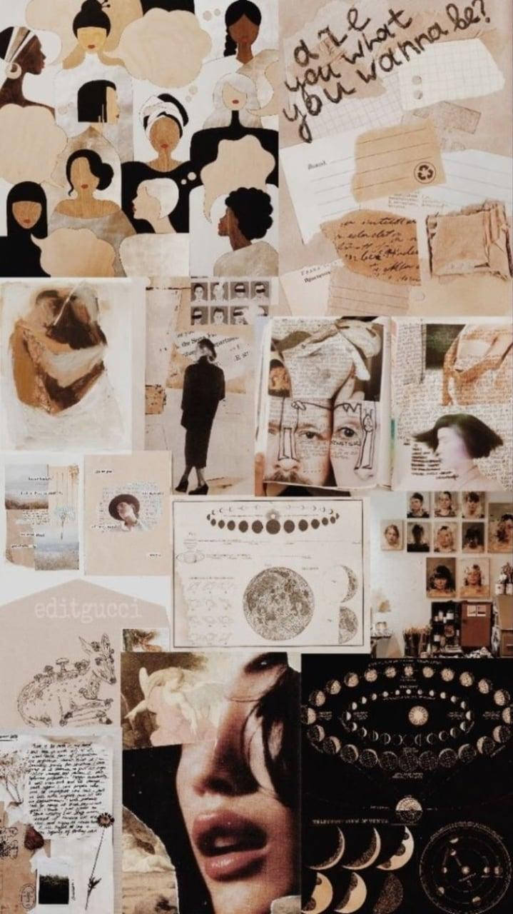 Meisie Tydskrif Estetiese Collage Muurpapier