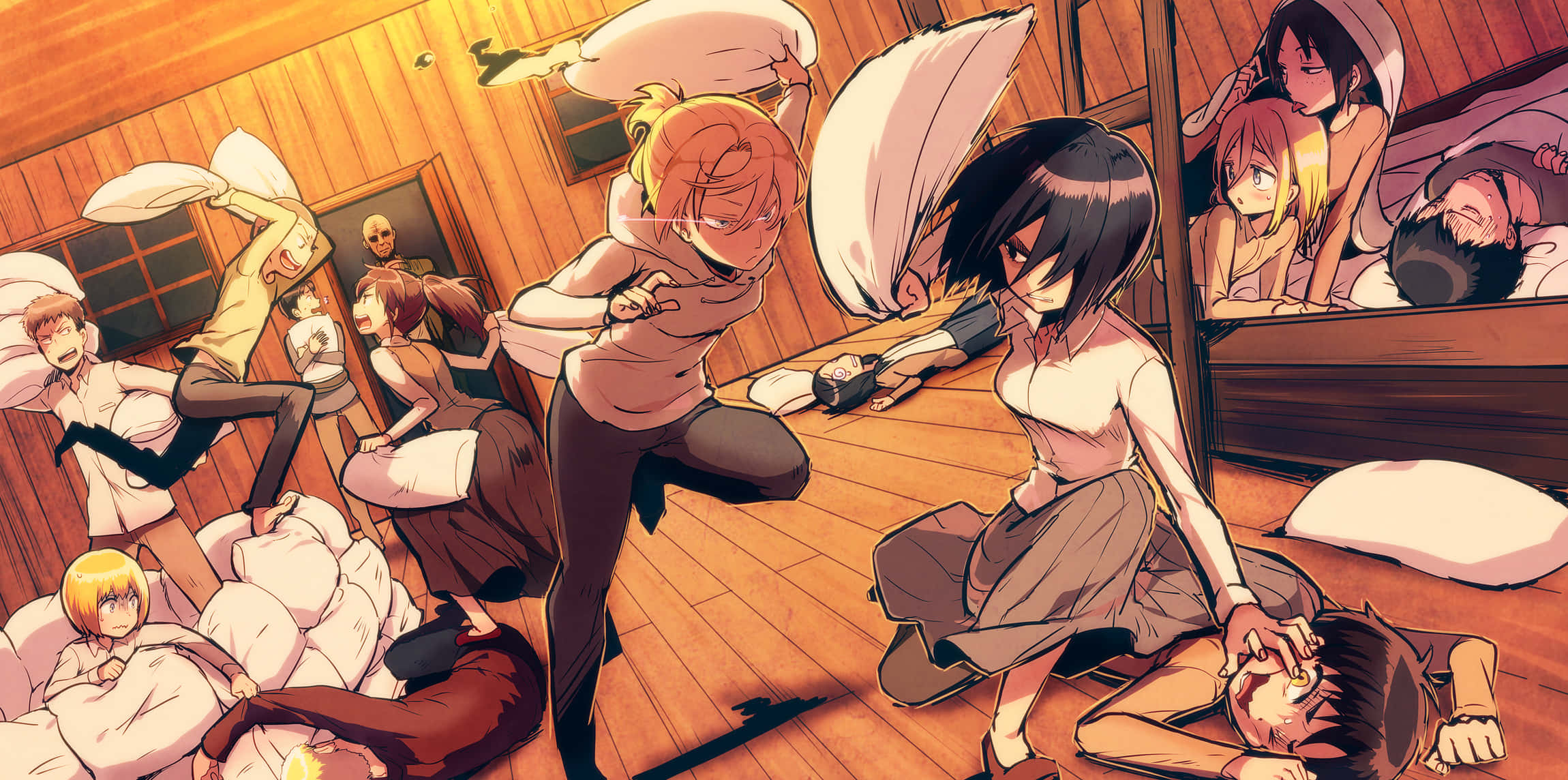 Mensdom teenoor Titans in Attack On Titan Muurpapier