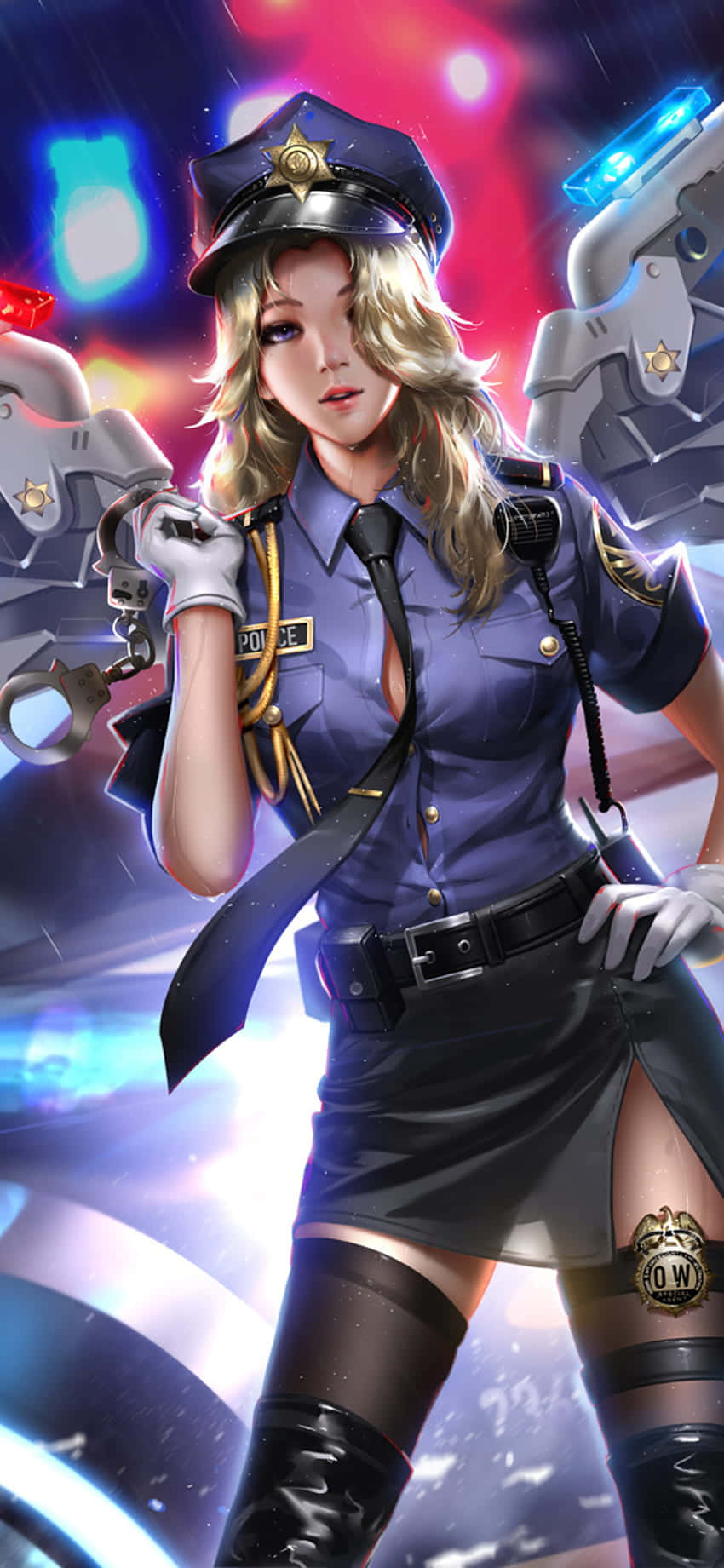 Mercy Polisie-uniform iPhone XS Overwatch Agtergrond Muurpapier