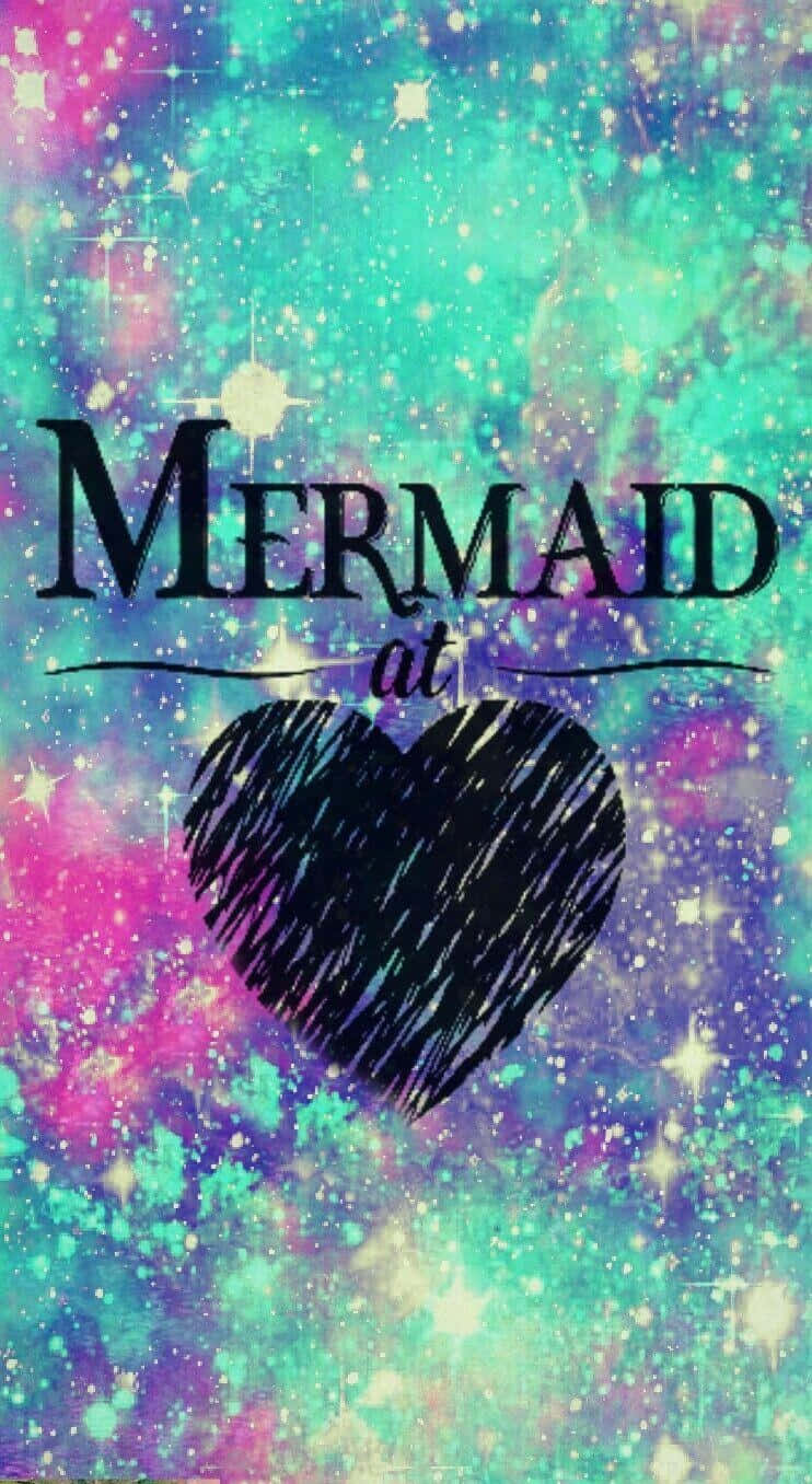 Mermaid Glitter At Heart Met Kleurrijke Vonkels Muurpapier