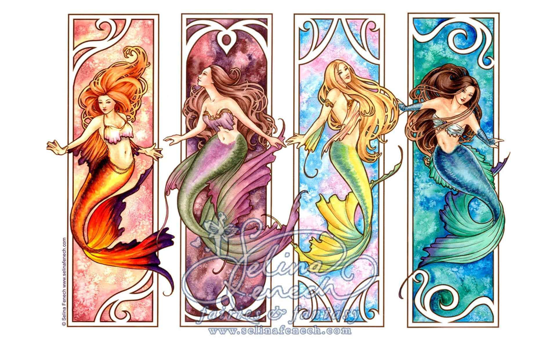 Mermaid Prinsesse See Kleur Prent Muurpapier