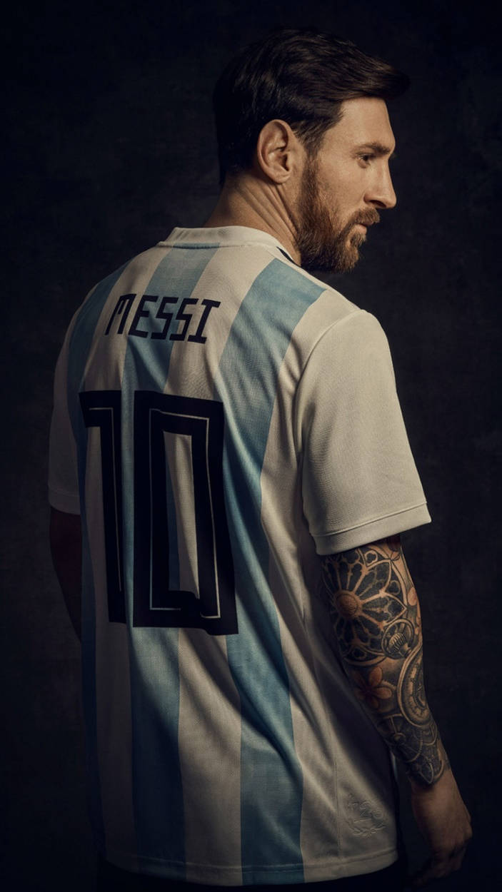 Messi Argentinië Ernstige Blik Muurpapier